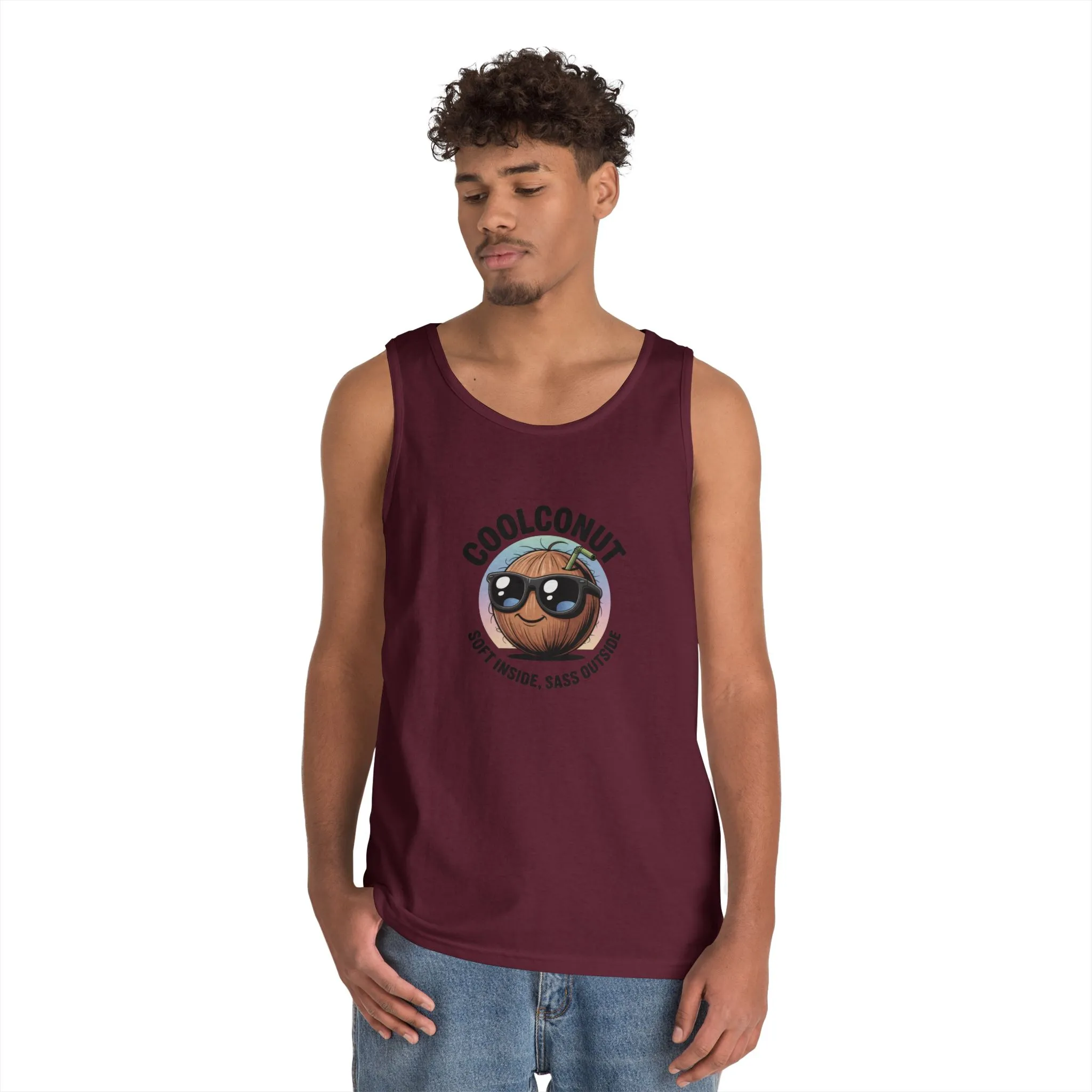Coolconut Unisex Heavy Cotton Tank Top - Fun Summer Tee, Cute Beach Outfit, Vacation Wear, Gift for Him or Her, Trendy Summer Apparel - Image 9