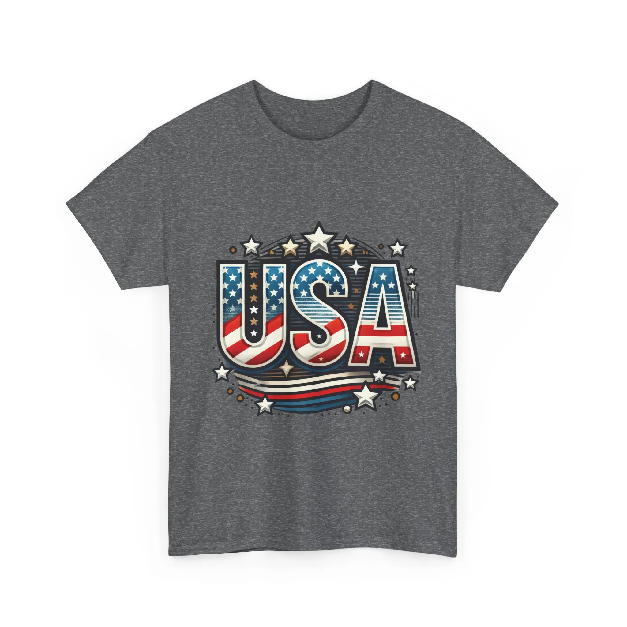 Patriotic USA T-Shirt, Unisex Heavy Cotton Tee for Independence Day, Memorial Day, 4th of July, Casual Wear, Gifts - Image 2