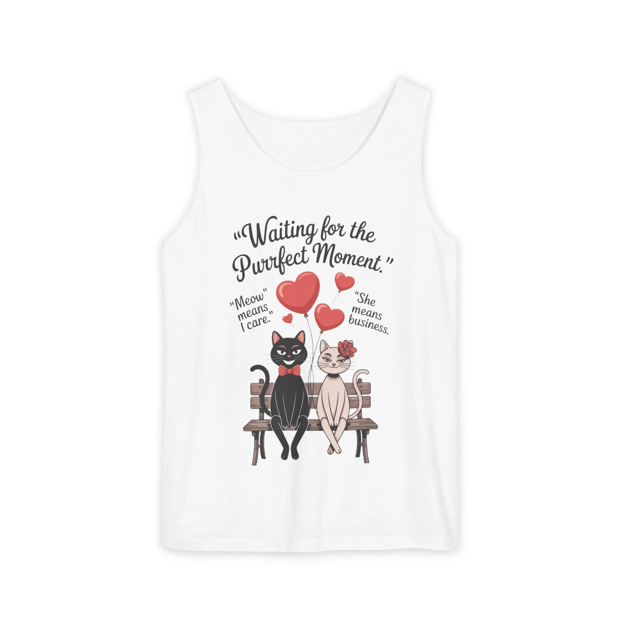 Cute Cat Lovers Tank, Womens Heavy Cotton Tank Top for Pet Owners, Funny Cat Tee, Gift for Cat Lovers, Casual T-Shirt, Animal Art Tee - Image 4