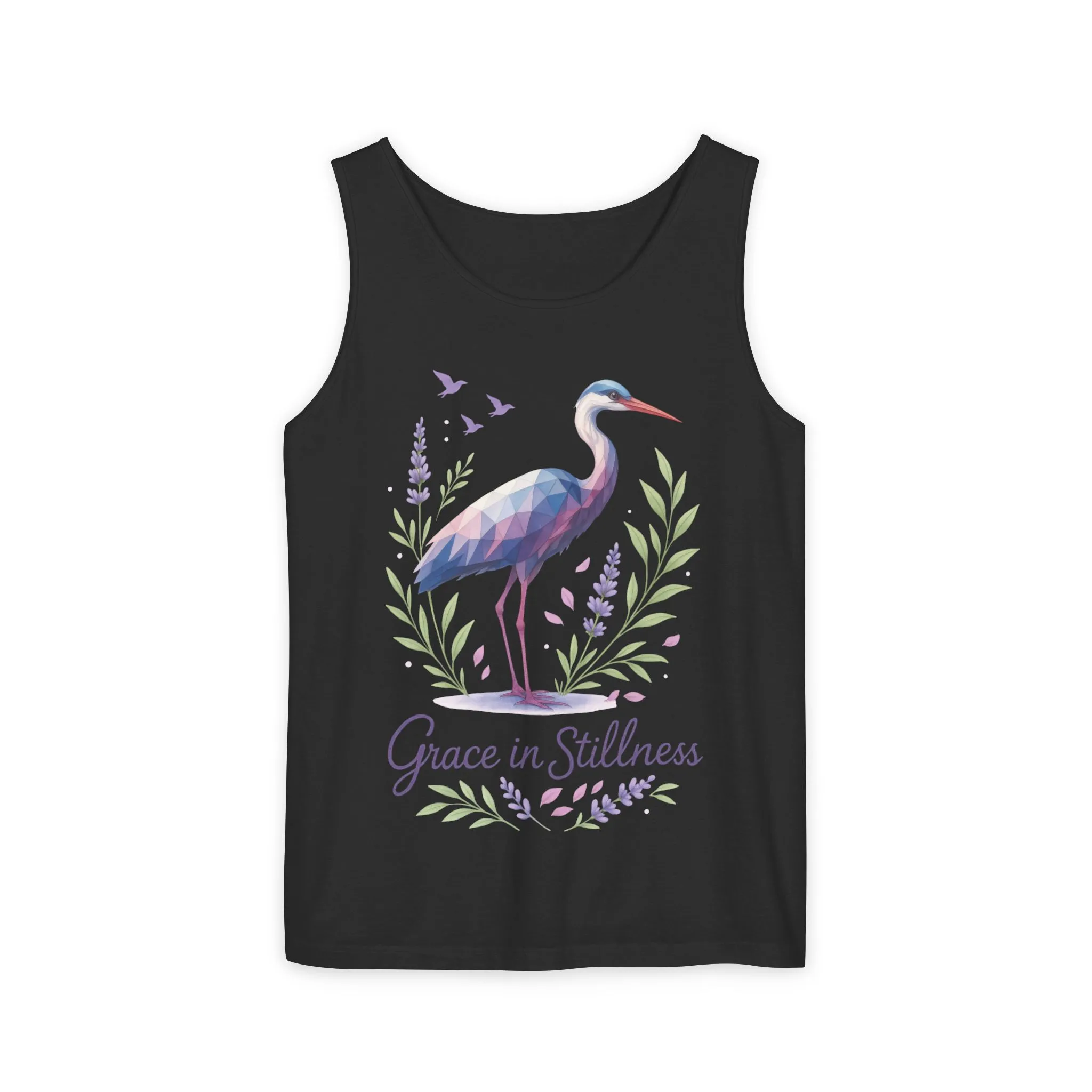 Polygonal Heron Graphic Tank, Womens Artistic Bird Summer Top, Geometric Crane, Bird Lovers Gift, Yoga Shirt, Fitness Apparel, Casual Wear - Image 22