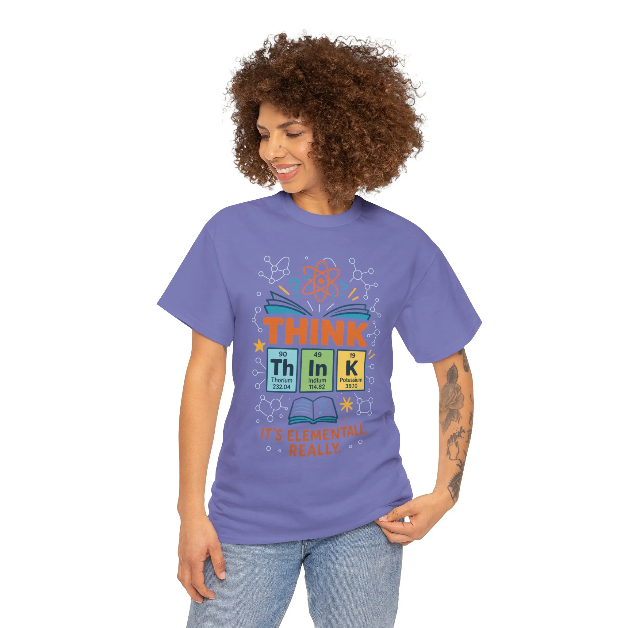 Smart Womens Science T-Shirt, THINK Periodic Table Tee, Funny Elemental Nerd Gift for Her, Graphic Tee for Science Lovers - Image 17