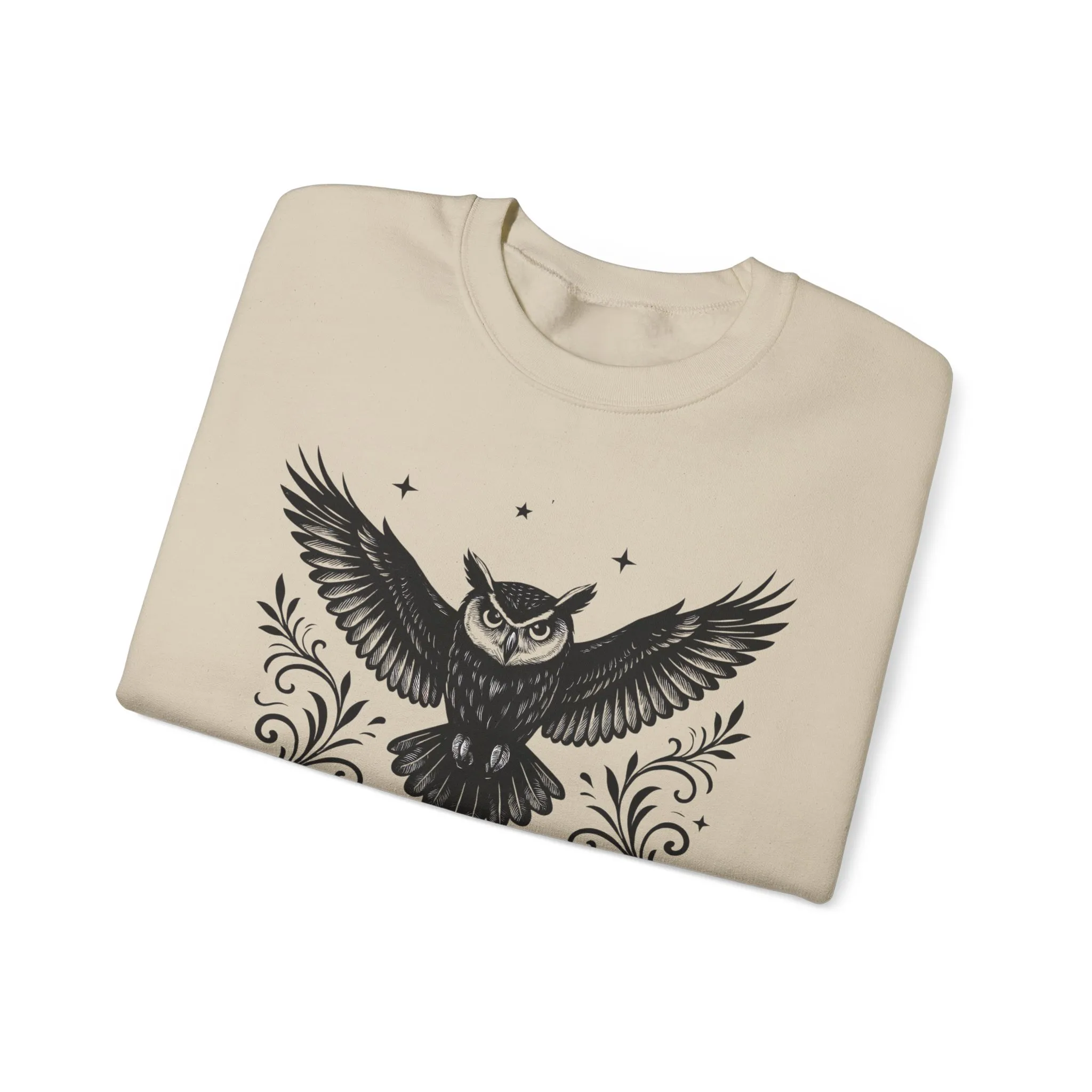 Eyes of the Night Owl Sweatshirt, Mens Dark Gothic Sweatshirt, Mysterious Owl Graphic Pullover, Forest Bird of Night Design, Halloween Gift - Image 14