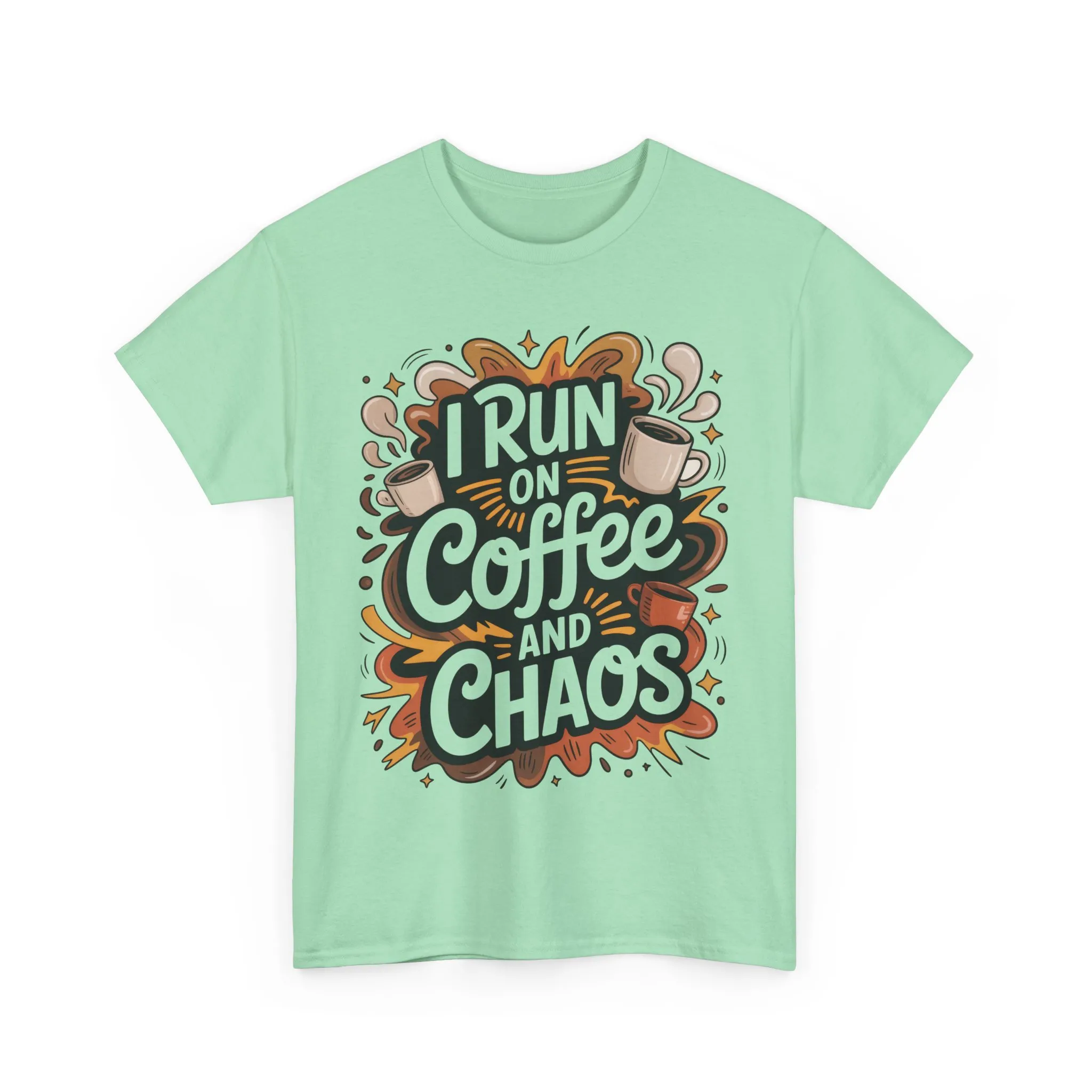 Funny Mens Coffee T-Shirt, I Run on Coffee and Chaos, Caffeinated Chaos Tee for Him, Perfect for Coffee Lovers, , Humor Tee - Image 13
