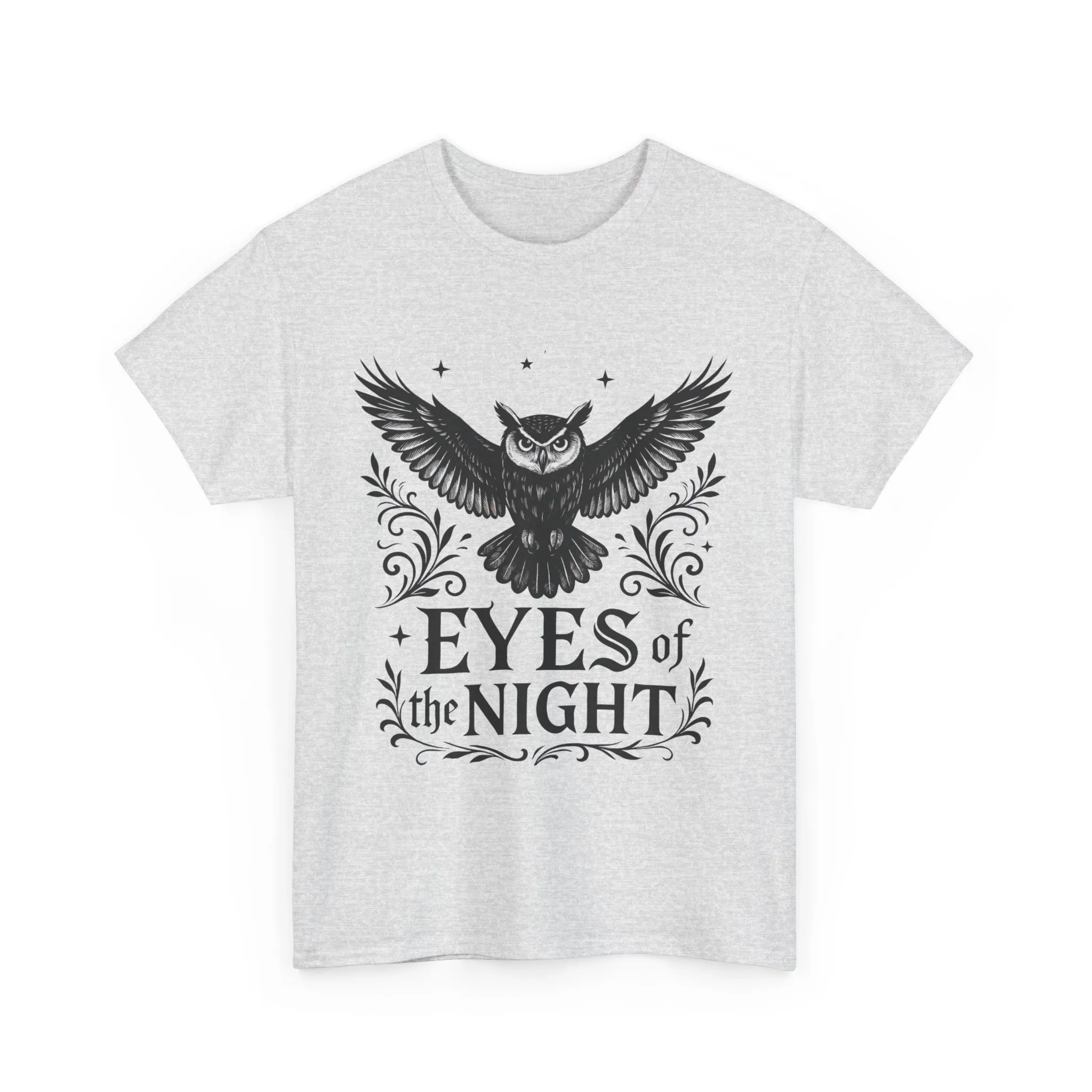 Cool Owl Graphic Unisex Heavy Cotton Tee, Flying Owl Art T-Shirt, Animal Print Tee, Gothic Bird Graphic Tee, Mens Gothic Style Shirt - Image 31