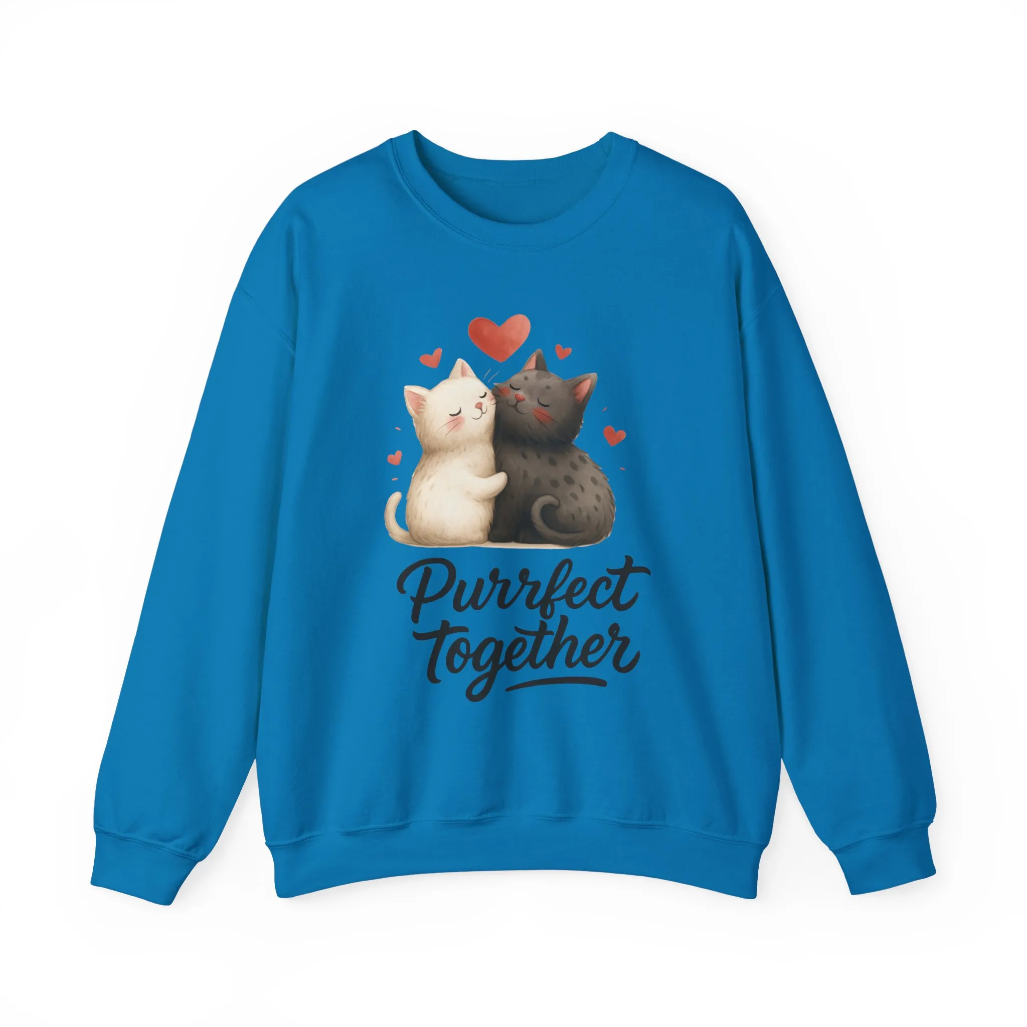 Cute Cat Couple Womens Sweatshirt, Purrfect Together Sweater, Gift for Cat Lovers, Cozy Crewneck for Valentine's Day, Animal Lover Apparel - Image 37