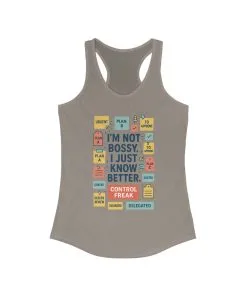 Control Freak Racerback Tank Top, Funny Women's Workout Shirt, Gift for Boss Ladies, Gym Apparel, Bold Sarcastic Tee for Her