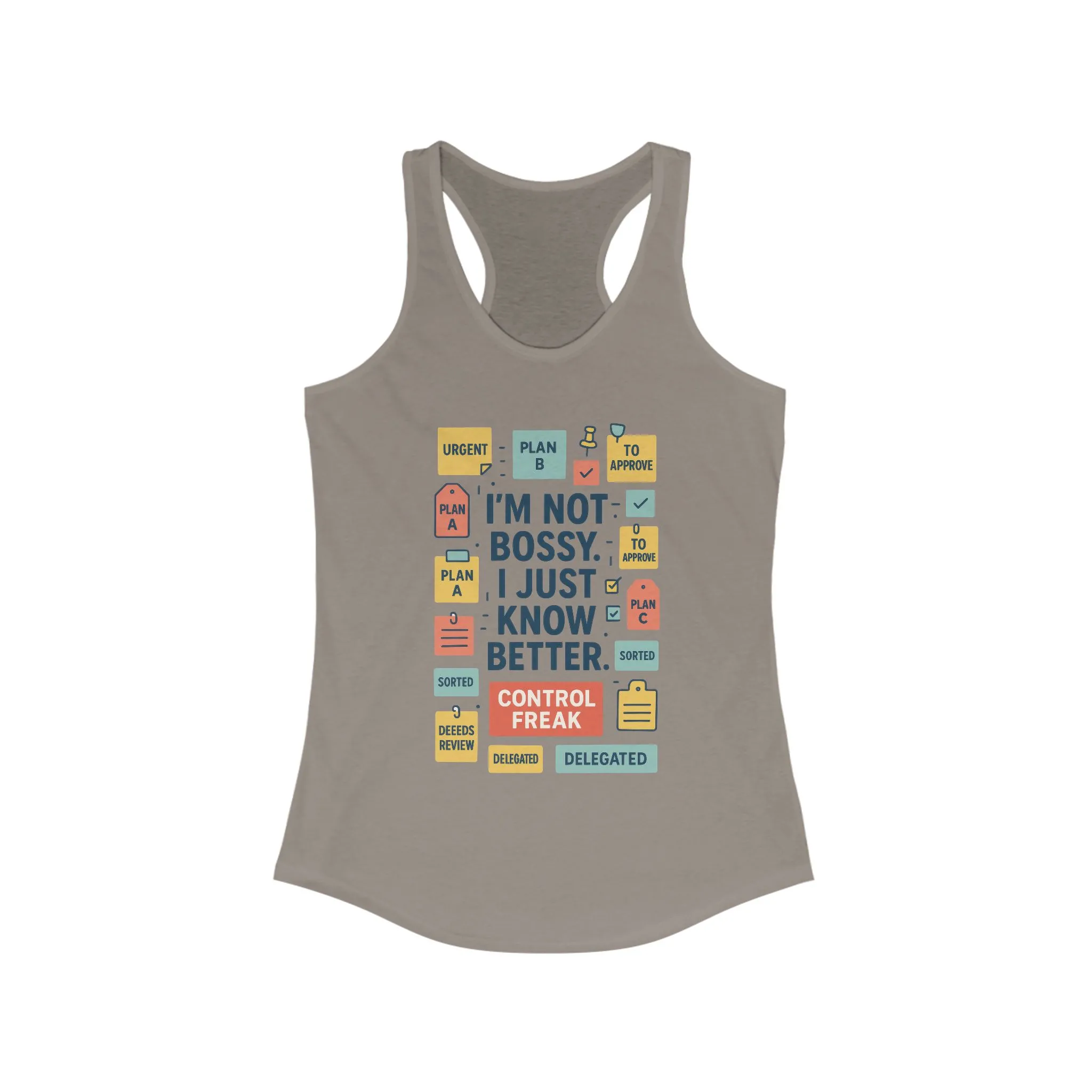 Control Freak Racerback Tank Top, Funny Women's Workout Shirt, Gift for Boss Ladies, Gym Apparel, Bold Sarcastic Tee for Her