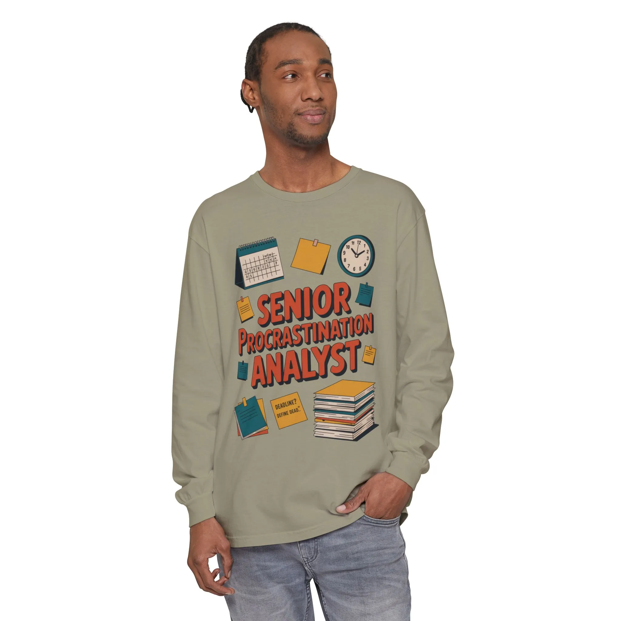 Senior Procrastination Analyst Long Sleeve Tee, Funny Work Shirt,Gift for Analysts, Office Humor, Meme Long Sleeve, Motivation Humor Apparel - Image 8