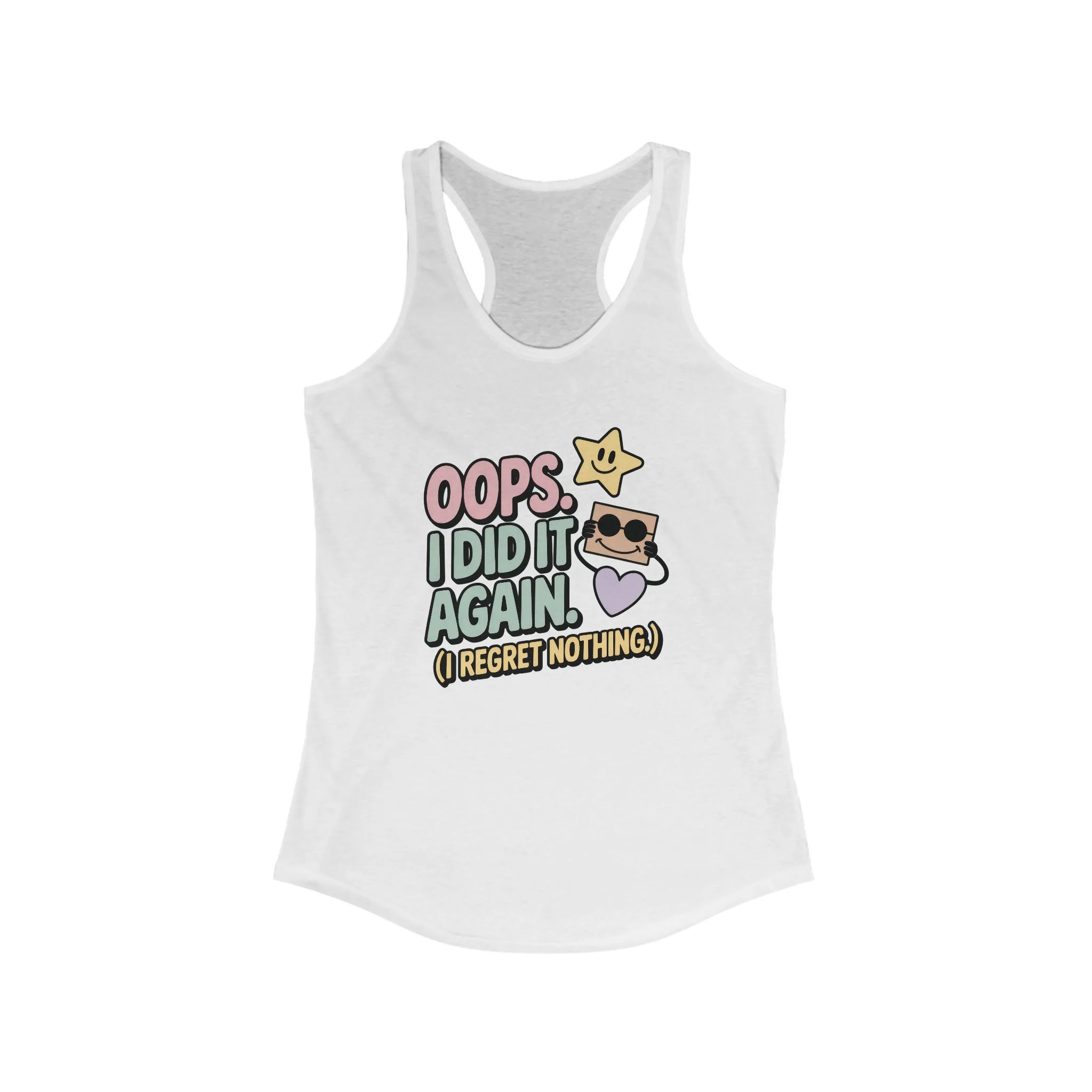 Oops I Did It Again Racerback Tank Top, Fun Summer Top, Gift for Music Lovers, Trendy Workout Shirt, Casual Beach Wear, Perfect for Parties - Image 3