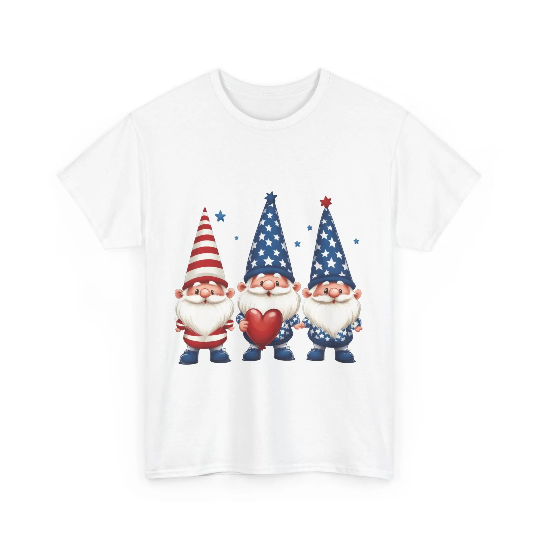 Patriotic Gnome Unisex Heavy Cotton Tee - Cute Tee for Independence Day, Casual Wear, Gift for Gnome Lovers, Summer Style - Image 4