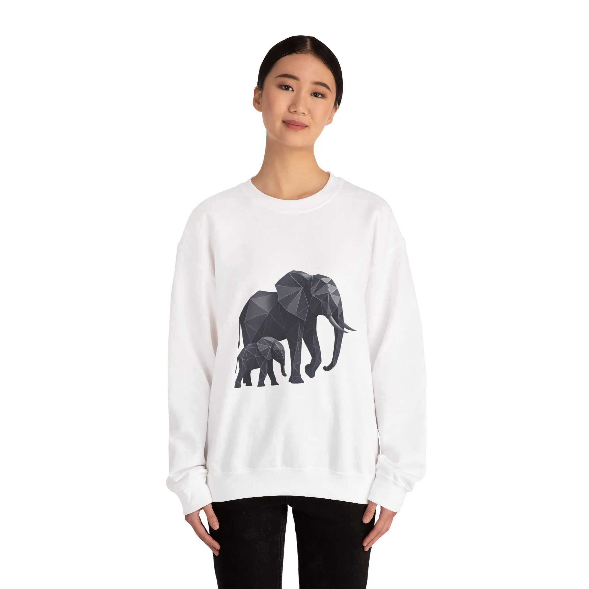 Geometric Elephant Sweatshirt, Cozy Unisex Crewneck, Animal Lover Gift, Nature Inspired Apparel, Eco-Friendly Fashion, Gift for Her - Image 29