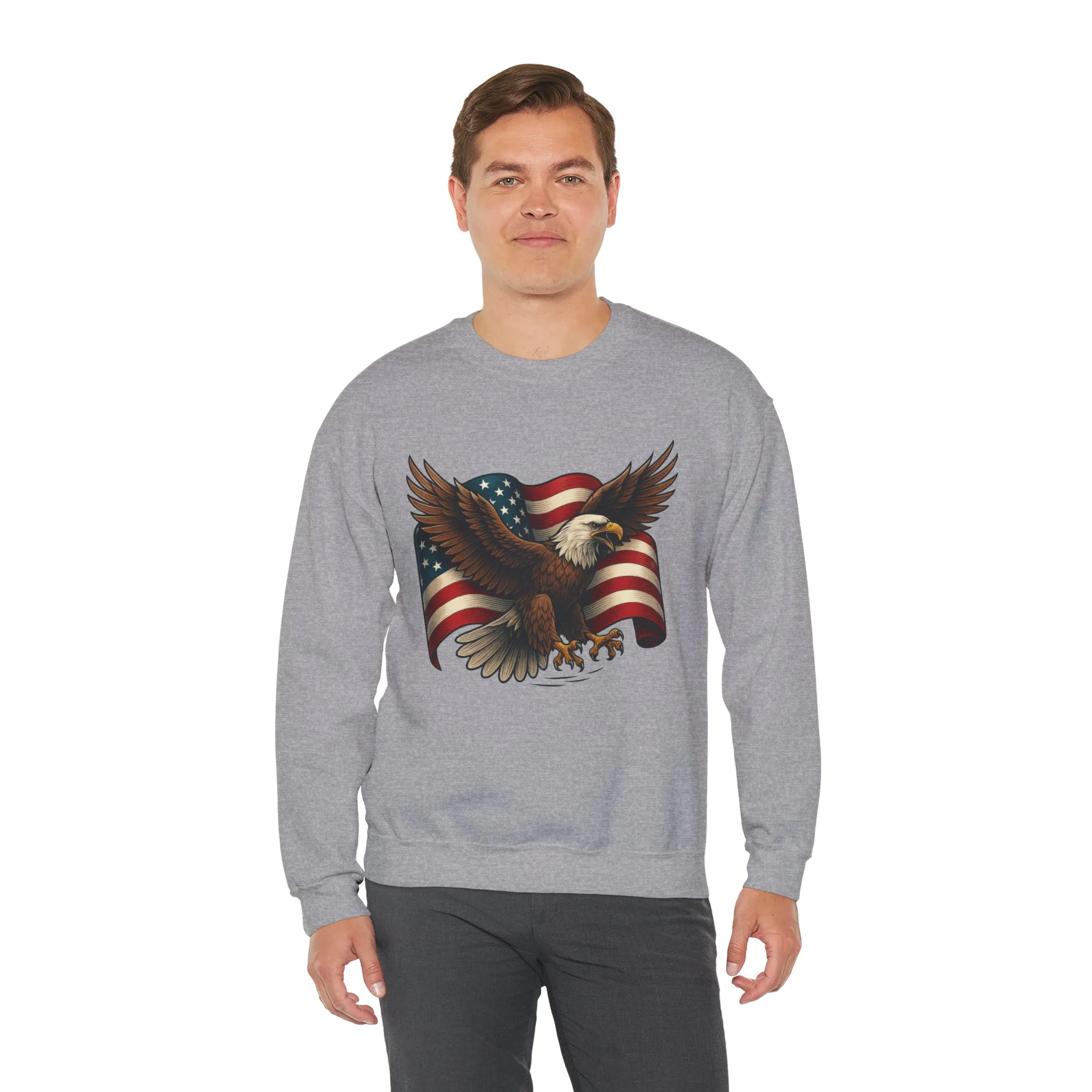 Patriotic Eagle Sweatshirt - Unisex Crewneck, USA Flag Apparel, Memorial Day, Veteran's Day, Independence Day, Gift for Patriots - Image 9