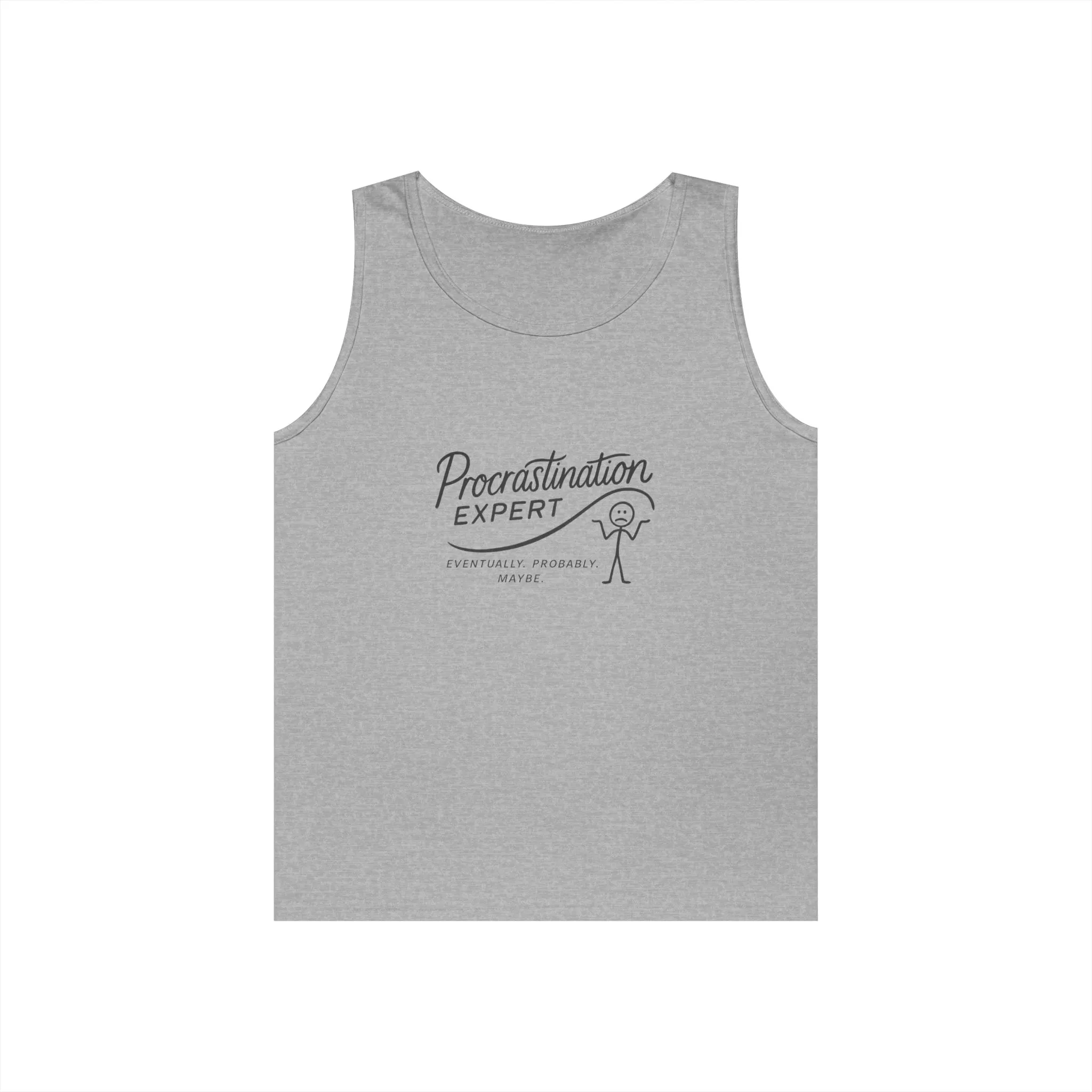 Procrastination Expert Unisex Heavy Cotton Tank Top, Funny Gift for Students, Casual Summer Wear, Relaxed Fit, Birthday Gift, Motivation Top - Image 3
