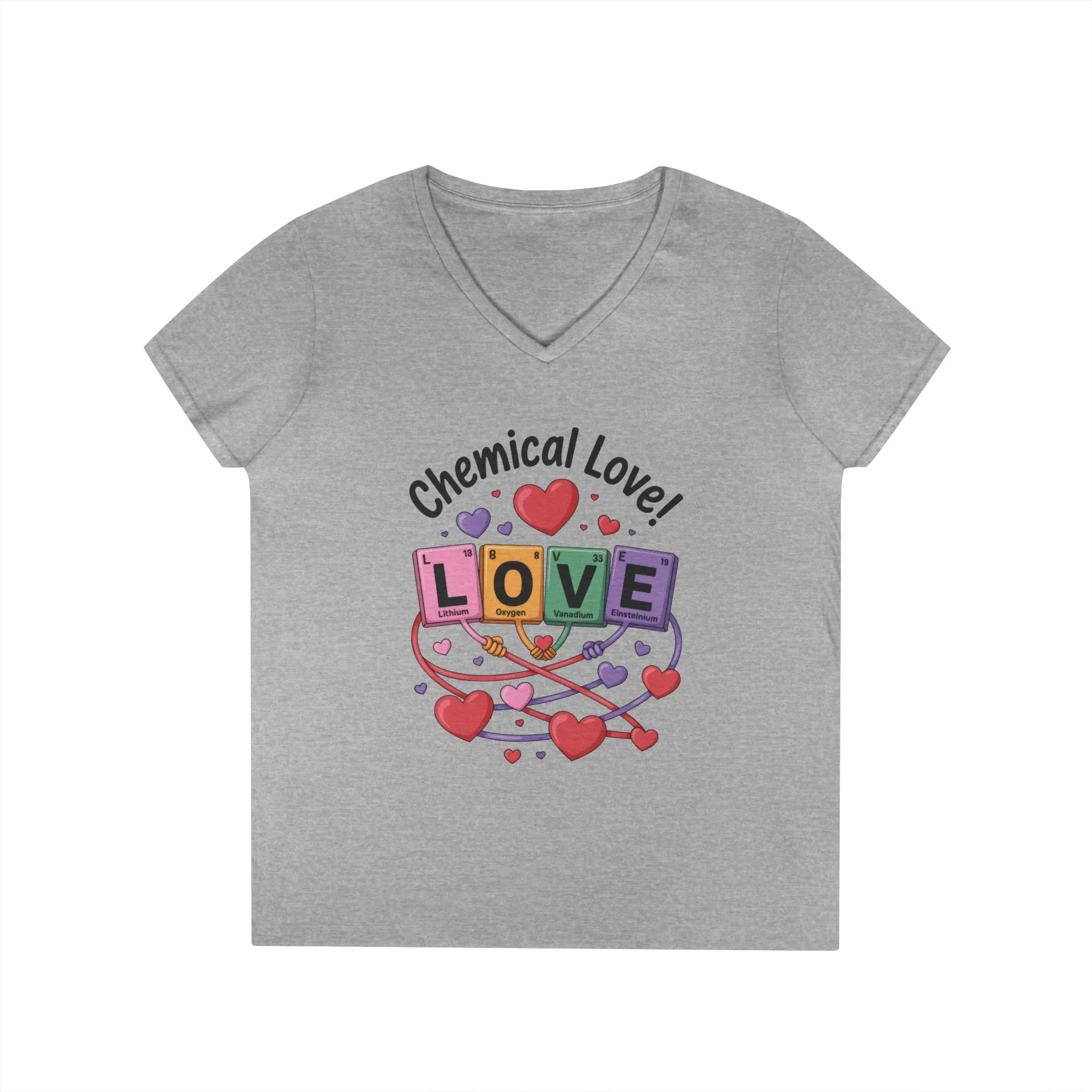 Chemical Love V-Neck T-Shirt, Cute Chemistry Shirt, Valentines Day Gift, Science Lover Apparel, Funny Graphic Tee - Image 5