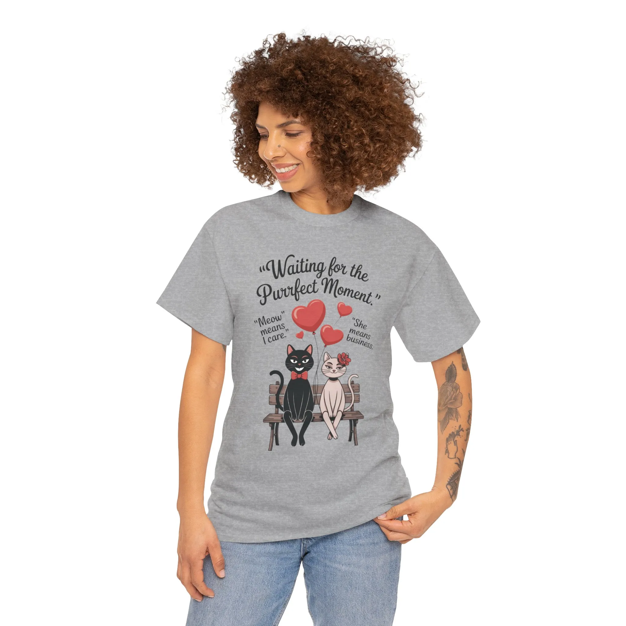 Cute Cat Lovers Tee, Unisex Heavy Cotton Tee for Pet Owners, Funny Cat Shirt, Gift for Cat Lovers, Casual T-Shirt, Animal Art Tee - Image 5