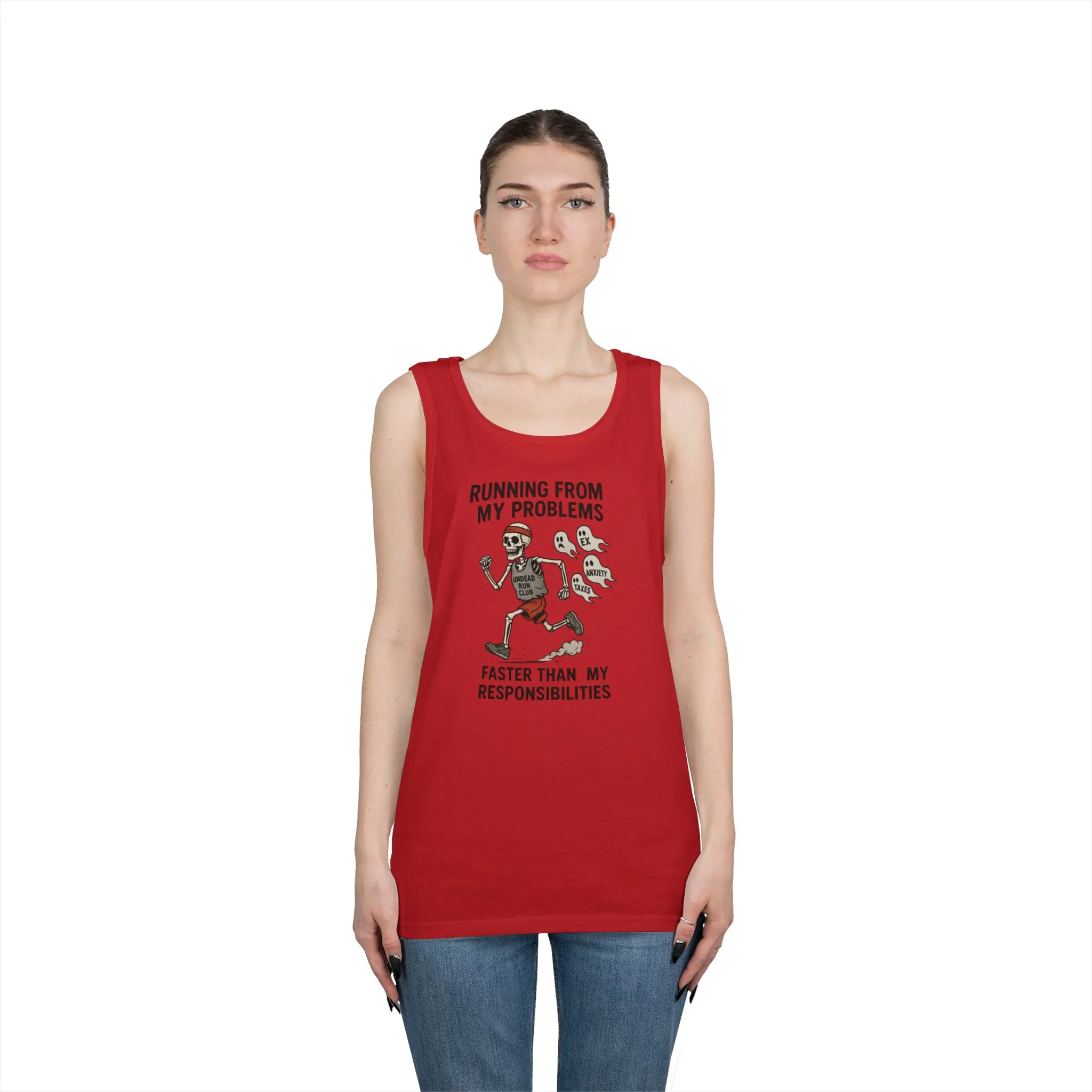 Skeleton Runner Tank for Men, Undead Jogging Club Tee, Halloween T-Shirt, Gift for Runners, Anxiety Humor Gift, Funny Graphic Tank Top - Image 14