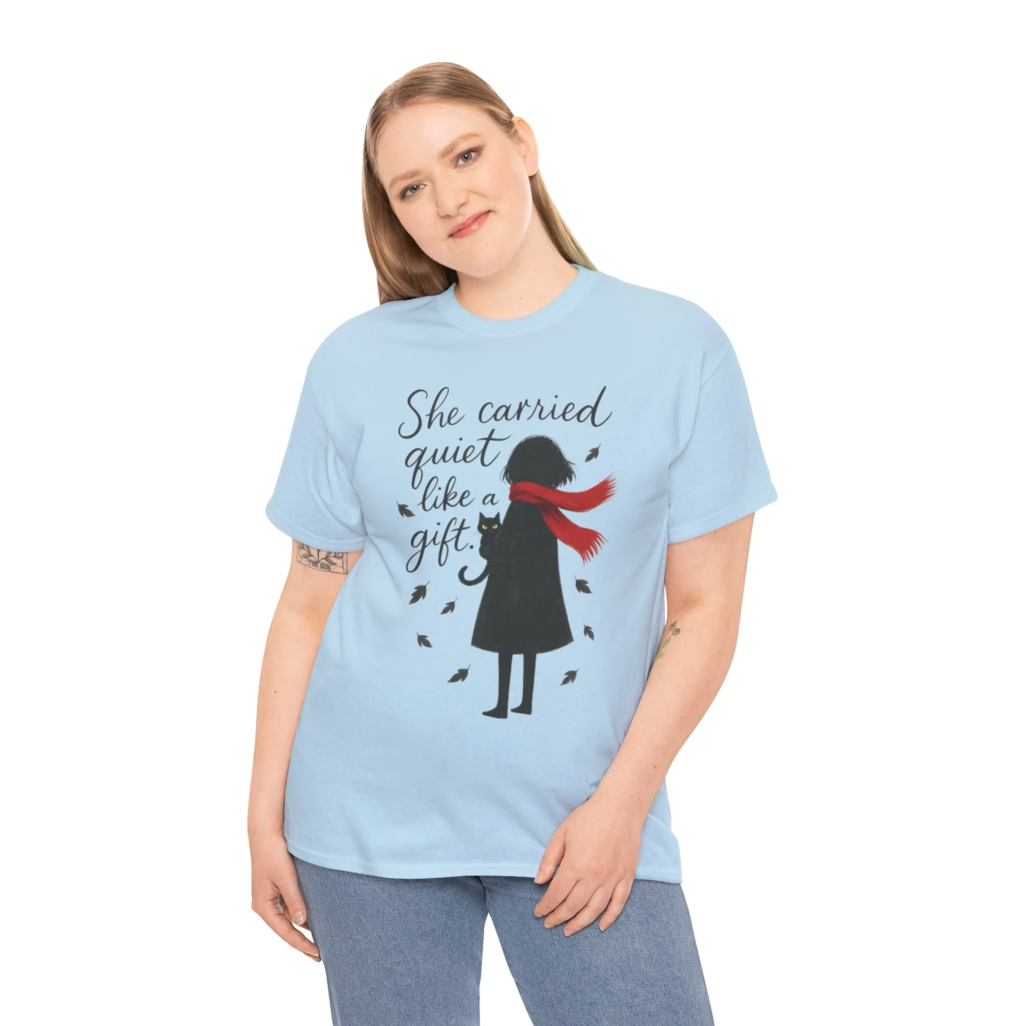 Cat Lover Womens T-Shirt, Whimsical Hand-Drawn Illustration Tee, Artistic Minimalist Gift for and Introverts, Cute Animal Apparel - Image 18
