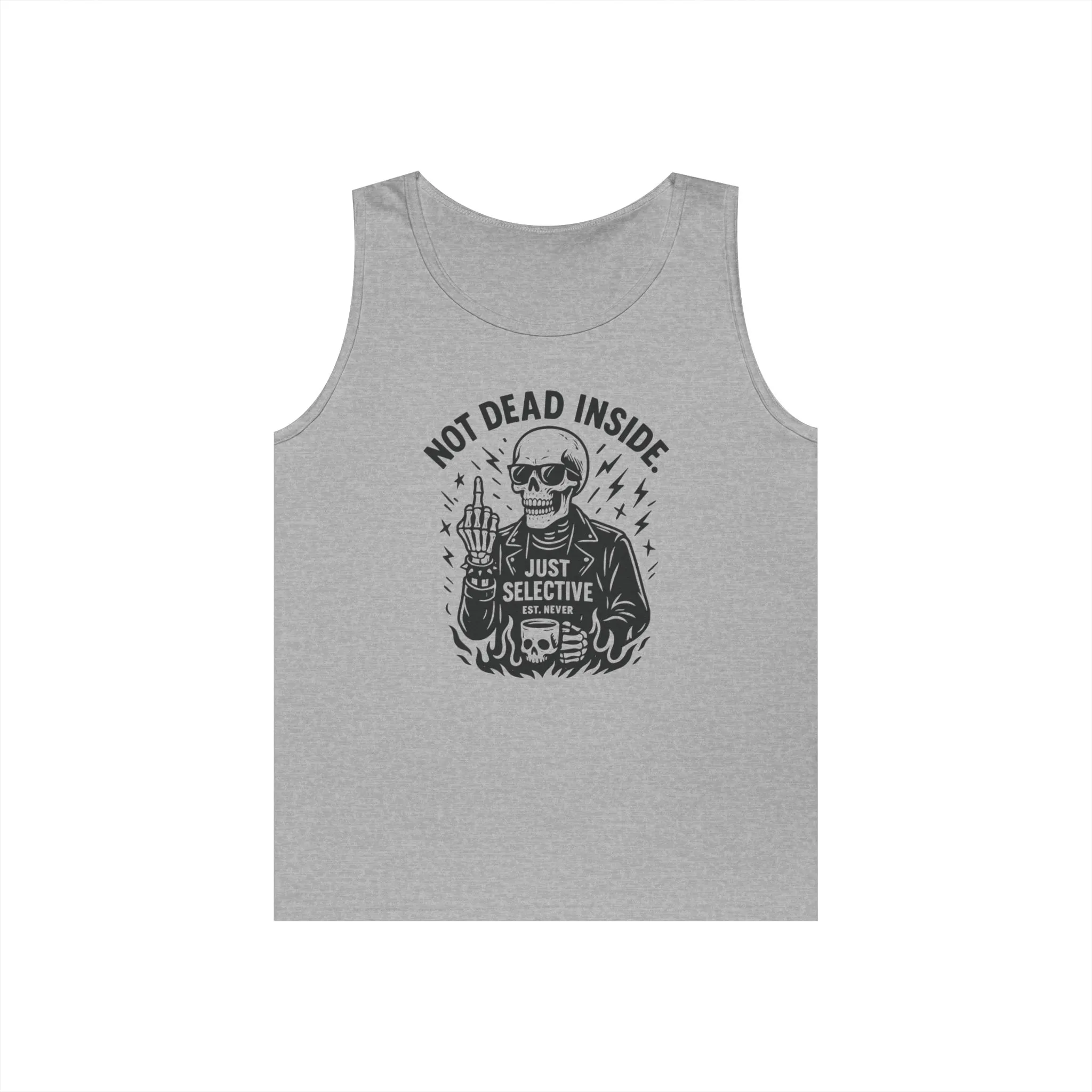 Mens Dark Humor Graphic Tank Top, Not Dead Inside, Funny Graphic Tee, Gifts for Him, Halloween, Occasions, Funny Skeleton Tee - Image 6