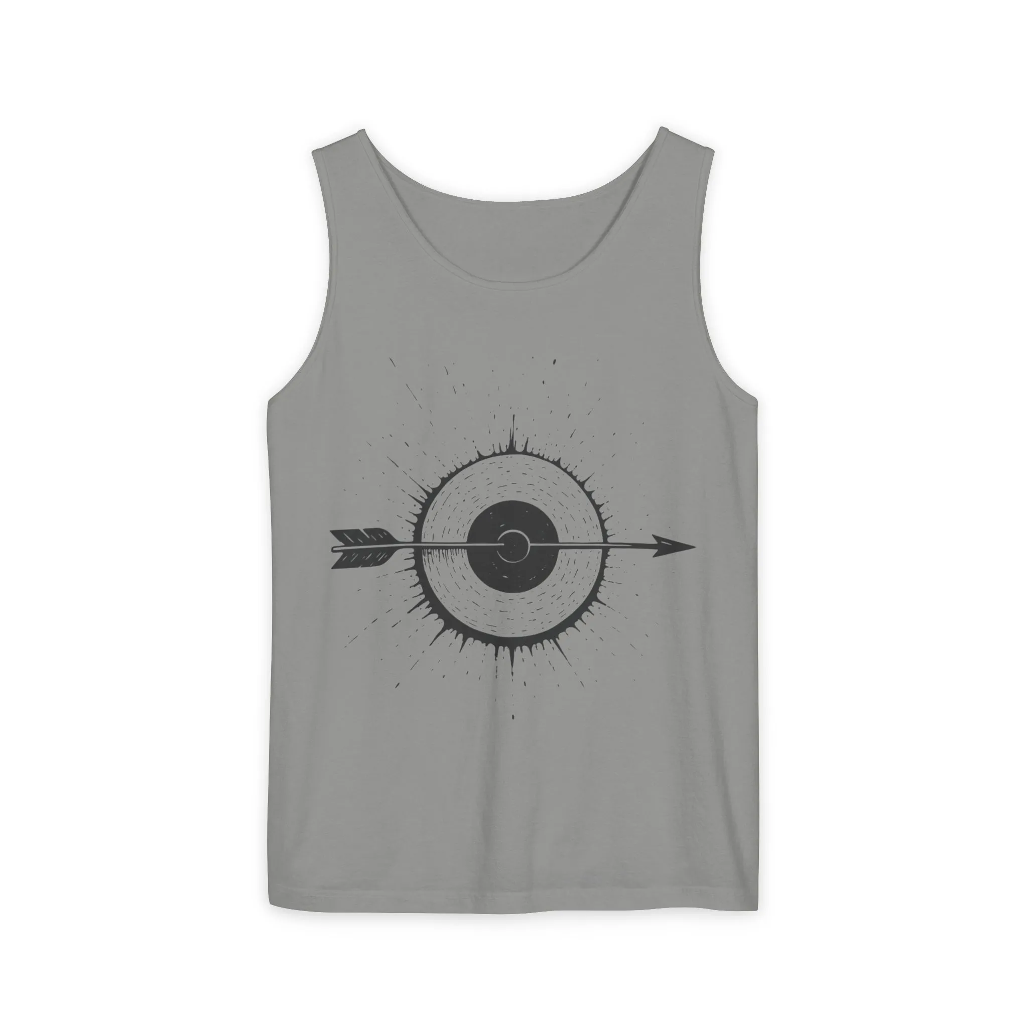 Mens Garment-Dyed Tank Top with Target Arrow Design, Casual Wear, Summer Essentials, Gym Wear, Gifts for Archery Lovers - Image 22