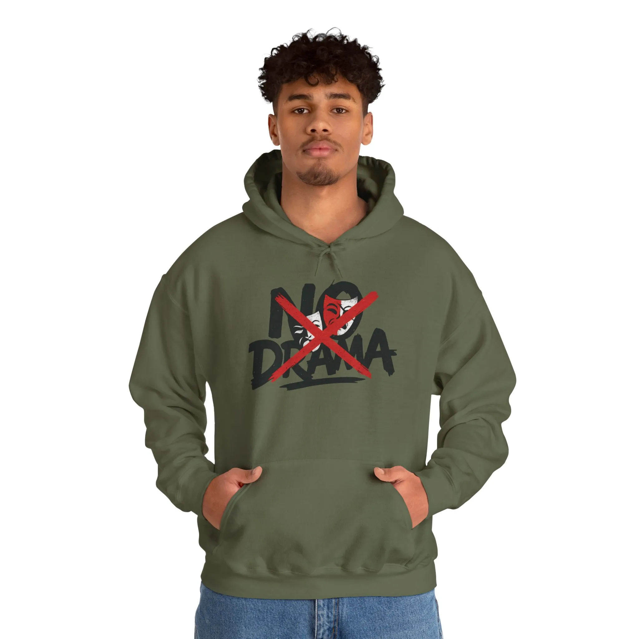 No Drama Mens Hoodie, Cozy Hoodie, Everyday Wear, Gift for Friend, Casual Fashion, Relaxed Vibes - Image 15