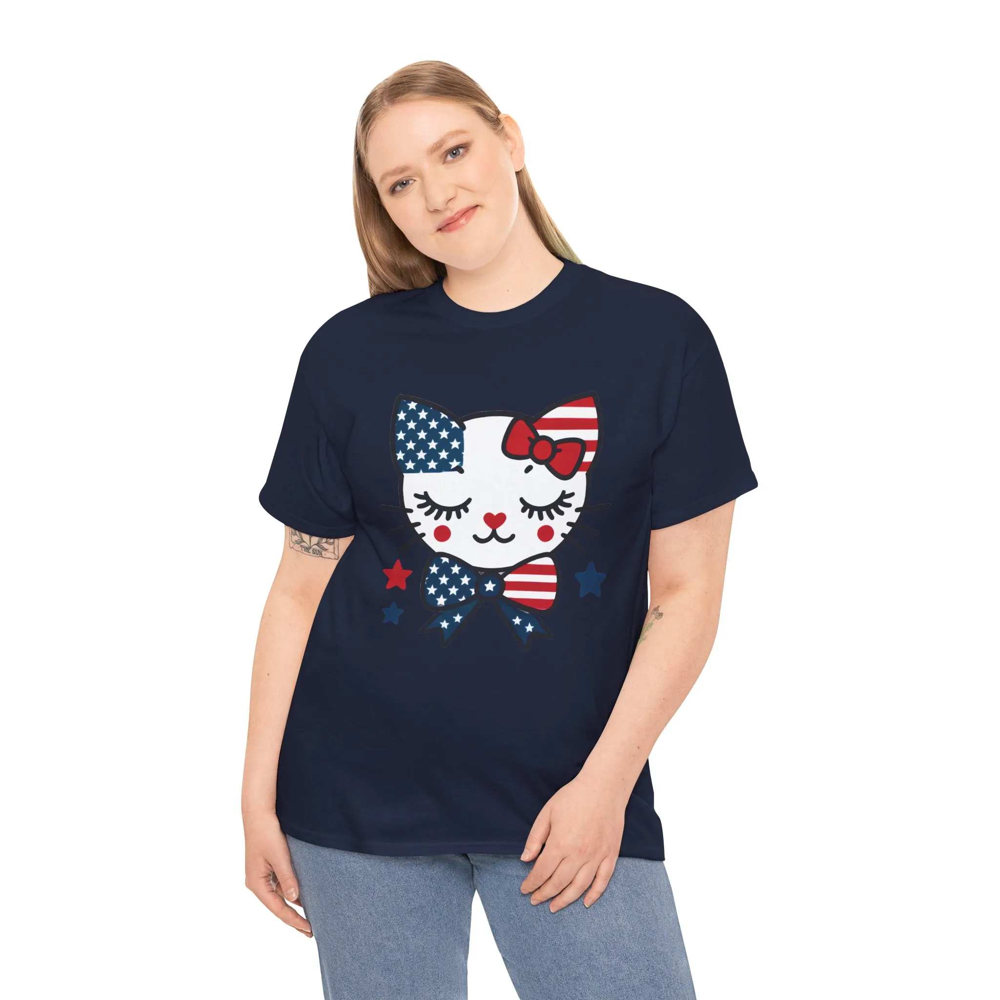 Patriotic Cat Womens Tee, Cute Cat Shirt, Womens T-Shirt, July 4th Outfit, Independence Day Gift, Animal Lover Apparel - Image 19