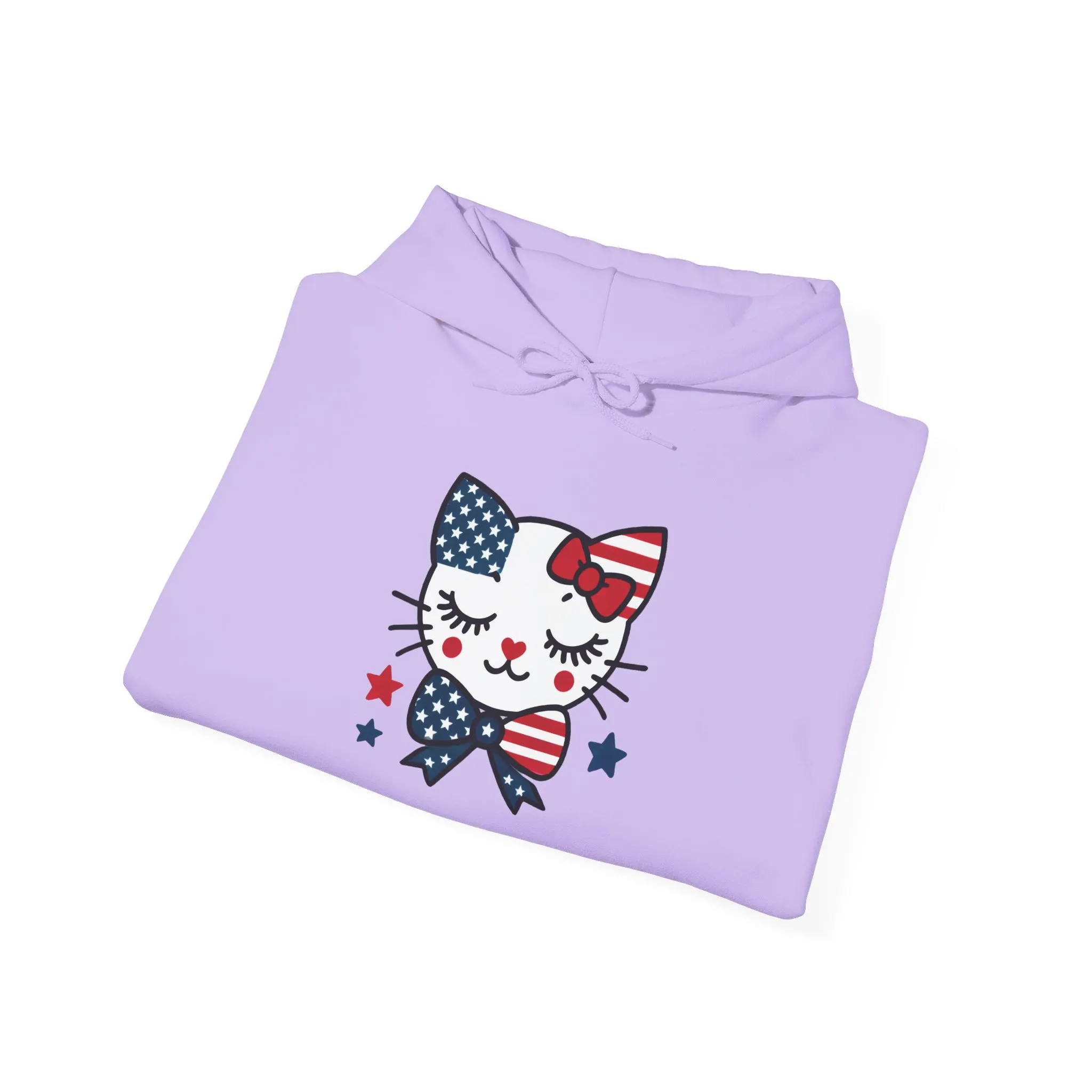Cute Cat Patriot Womens Hoodie, Womens Heavy Blend Sweatshirt, Gift for Cat Lovers, 4th of July Apparel, Perfect for Independence Day - Image 19