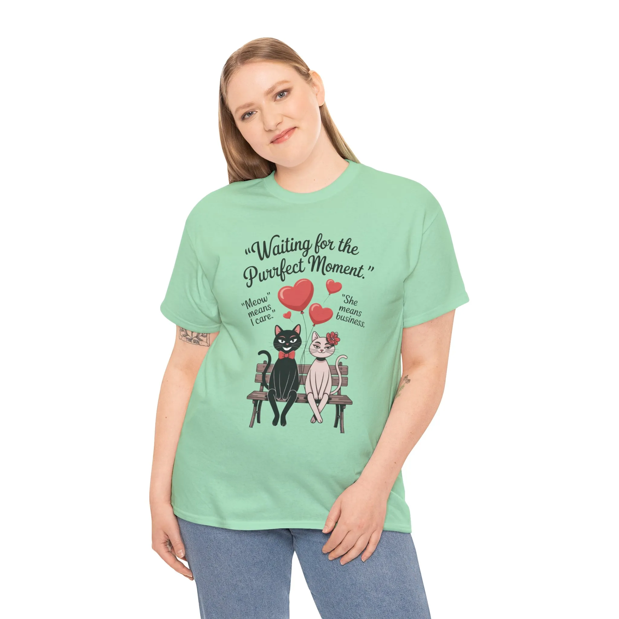 Cute Cat Lovers Tee, Unisex Heavy Cotton Tee for Pet Owners, Funny Cat Shirt, Gift for Cat Lovers, Casual T-Shirt, Animal Art Tee - Image 36