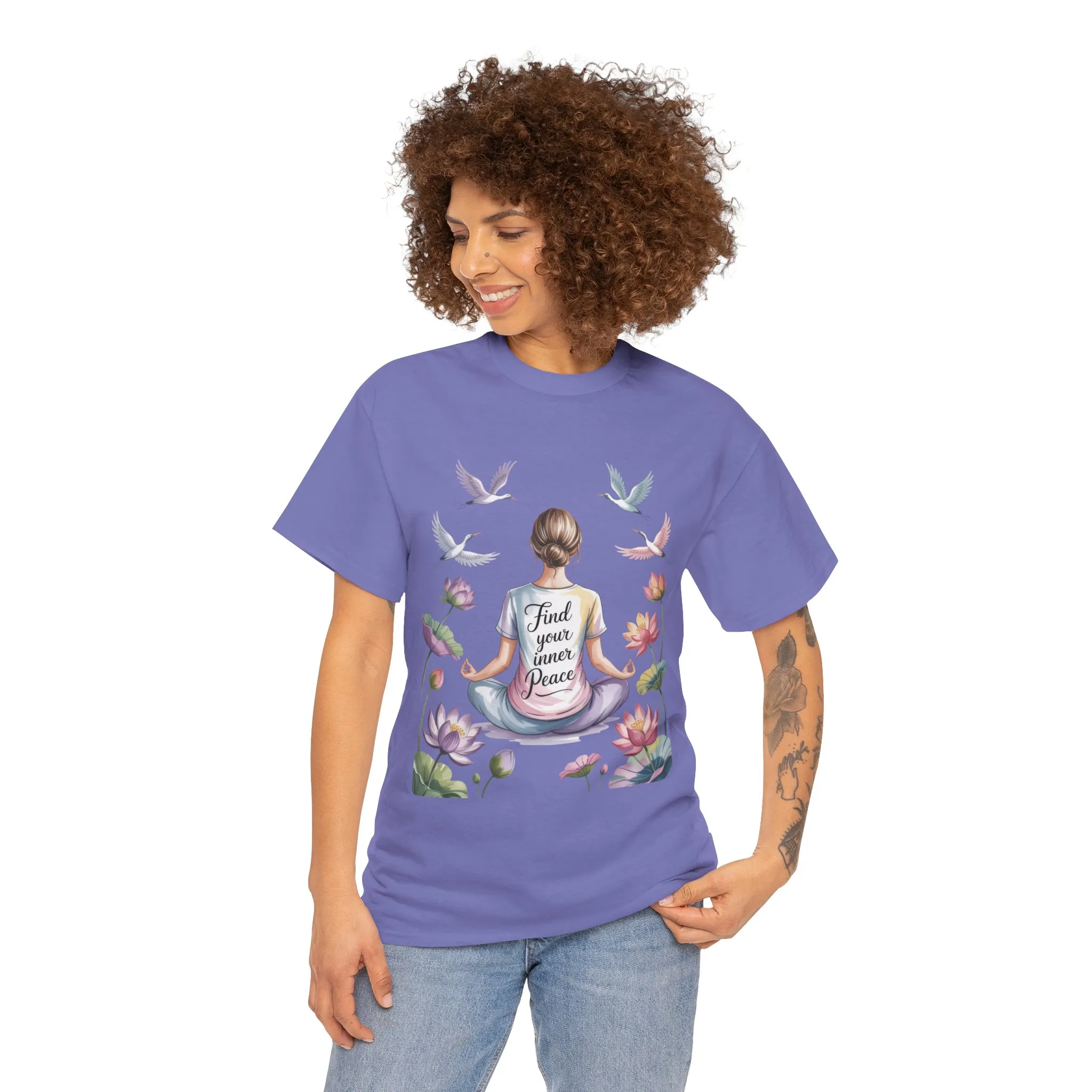 Find Your Inner Peace Womens Heavy Cotton Tee, Motivational Shirt, Meditation Apparel, Relaxation Gift, Casual Wear, Mindfulness Tee - Image 23