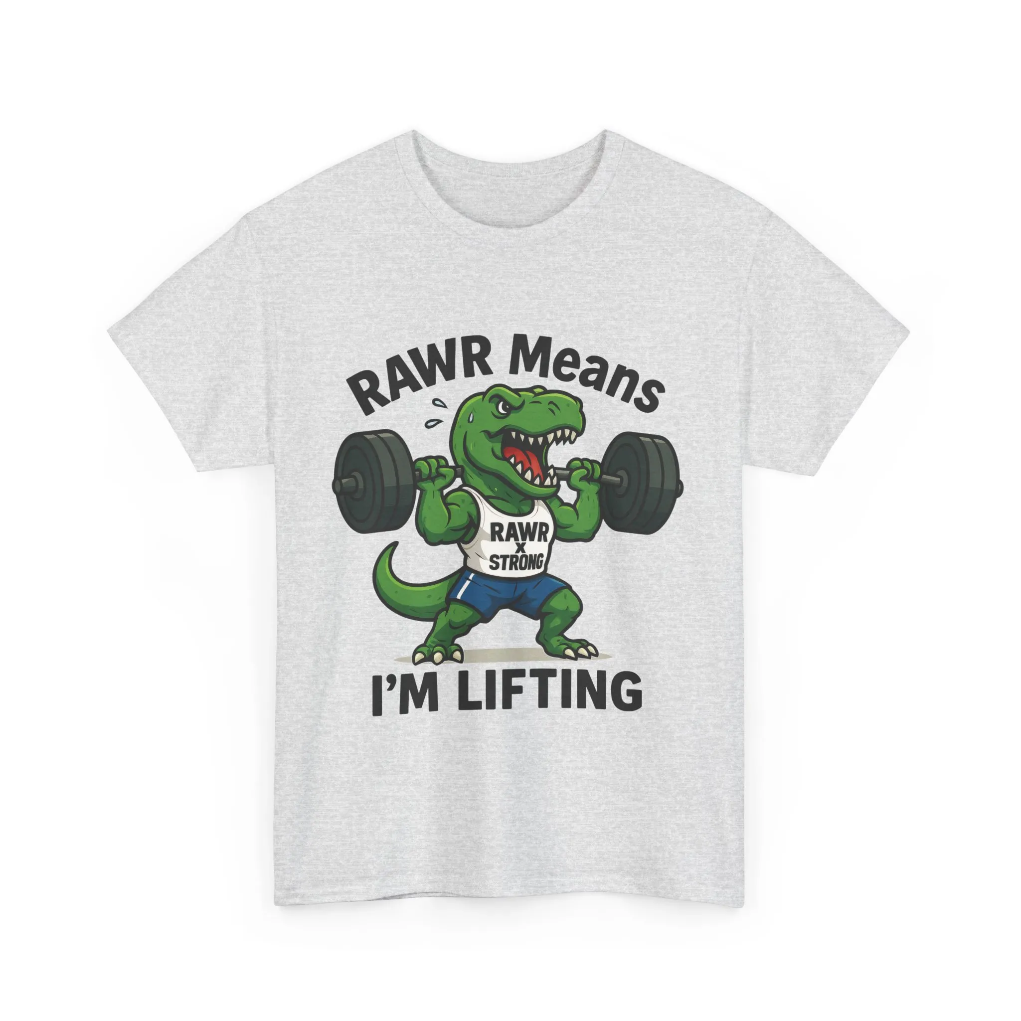 RAWR Gym Shirt for Men, Funny Dinosaur Lifting Tee, Workout Dino Fitness Gift, Barbell Humor Shirt, Motivational T-Shirt, Activewear - Image 4