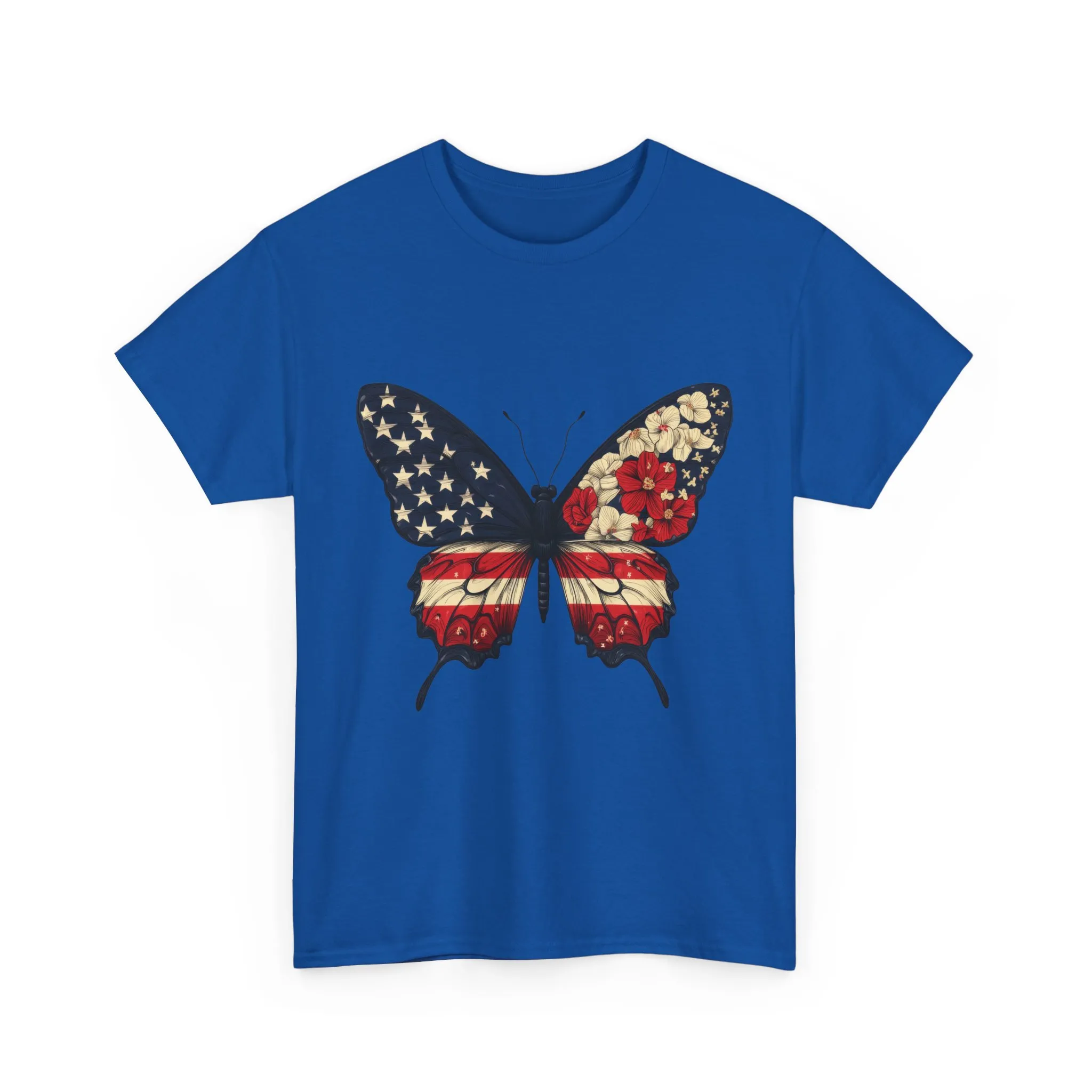 Patriotic Butterfly Tee, Unisex T-Shirt, American Flag Shirt, Nature Lover Gift, July 4th Apparel, USA Pride Clothing, Womens Patriotic Tee - Image 2