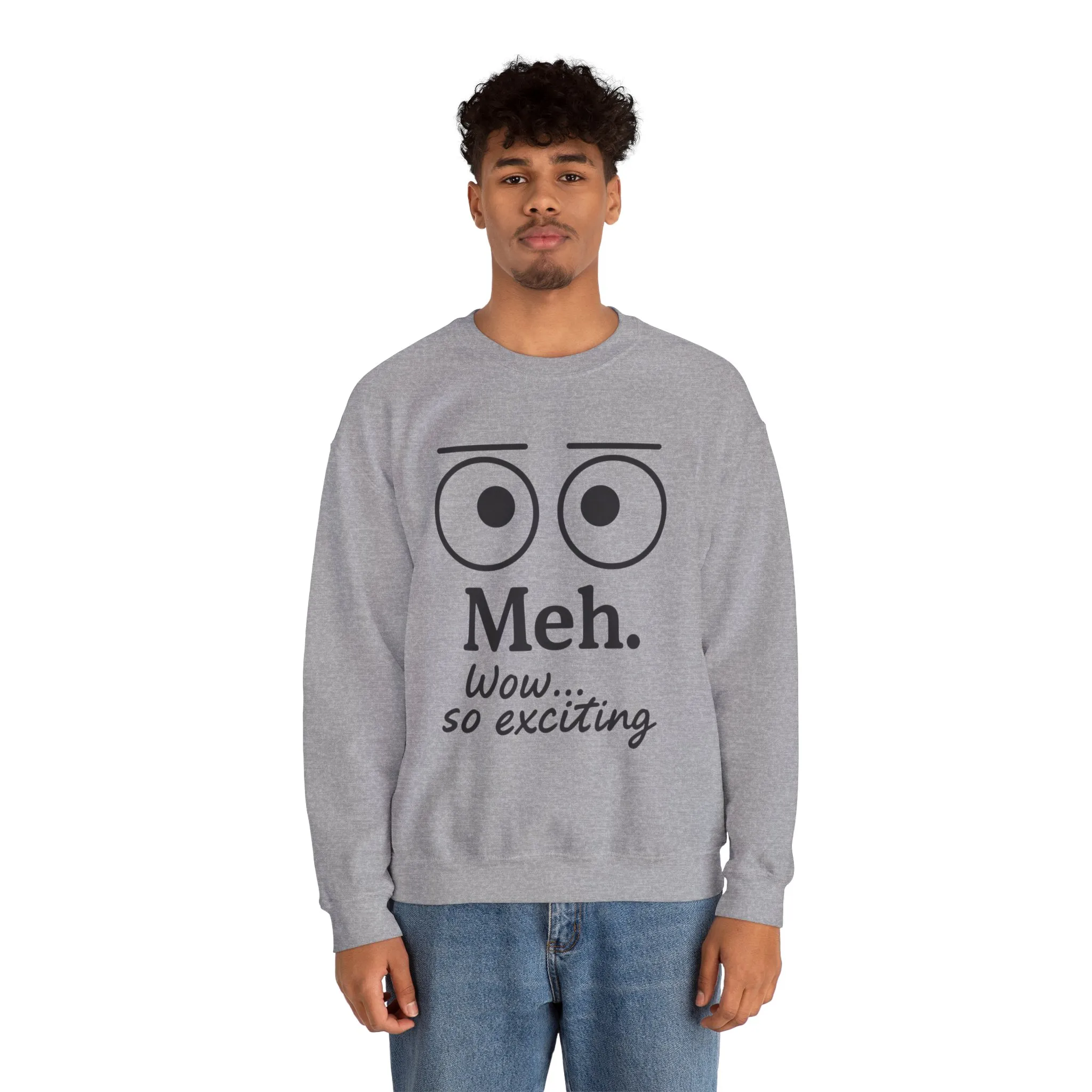 Mens Heavy Blend Crewneck with 'Meh' Design, Comfortable Apparel for Everyday Wear, Perfect for Relaxing - Image 8