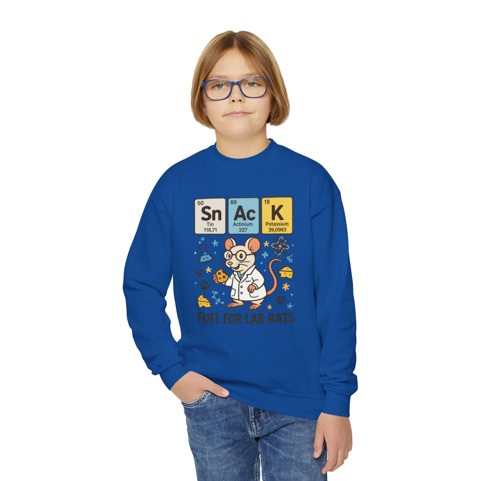 Youth Crewneck Sweatshirt - Fuel for Lab Rats, Cute Science Gift, Adorable Sweatshirt for Kids, Science Enthusiasts, Lab Rat Love - Image 14