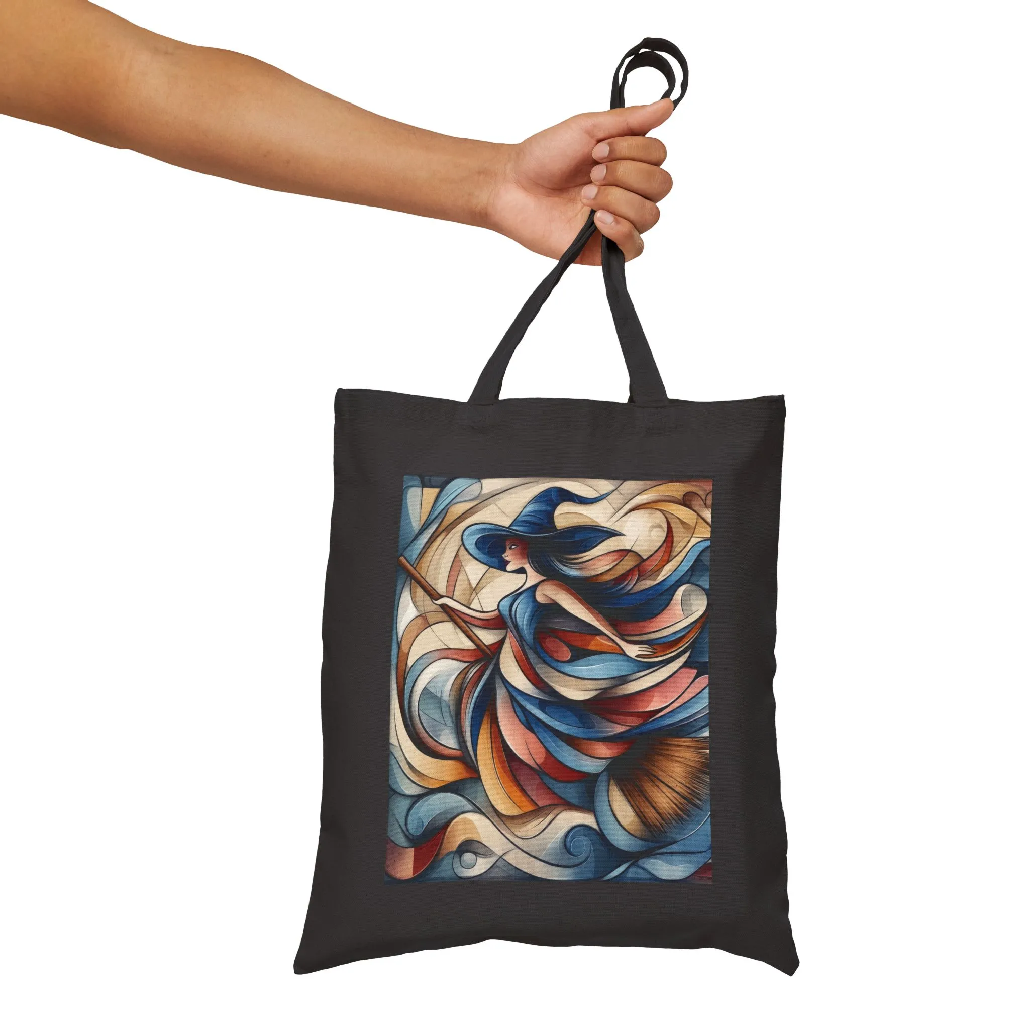 Modern Witch Wall Art, Flowing Cubist Witch Illustration, Magical Feminine Energy Print, Colorful Witchy Aesthetic Decor, Witch Art Tote Bag - Image 10