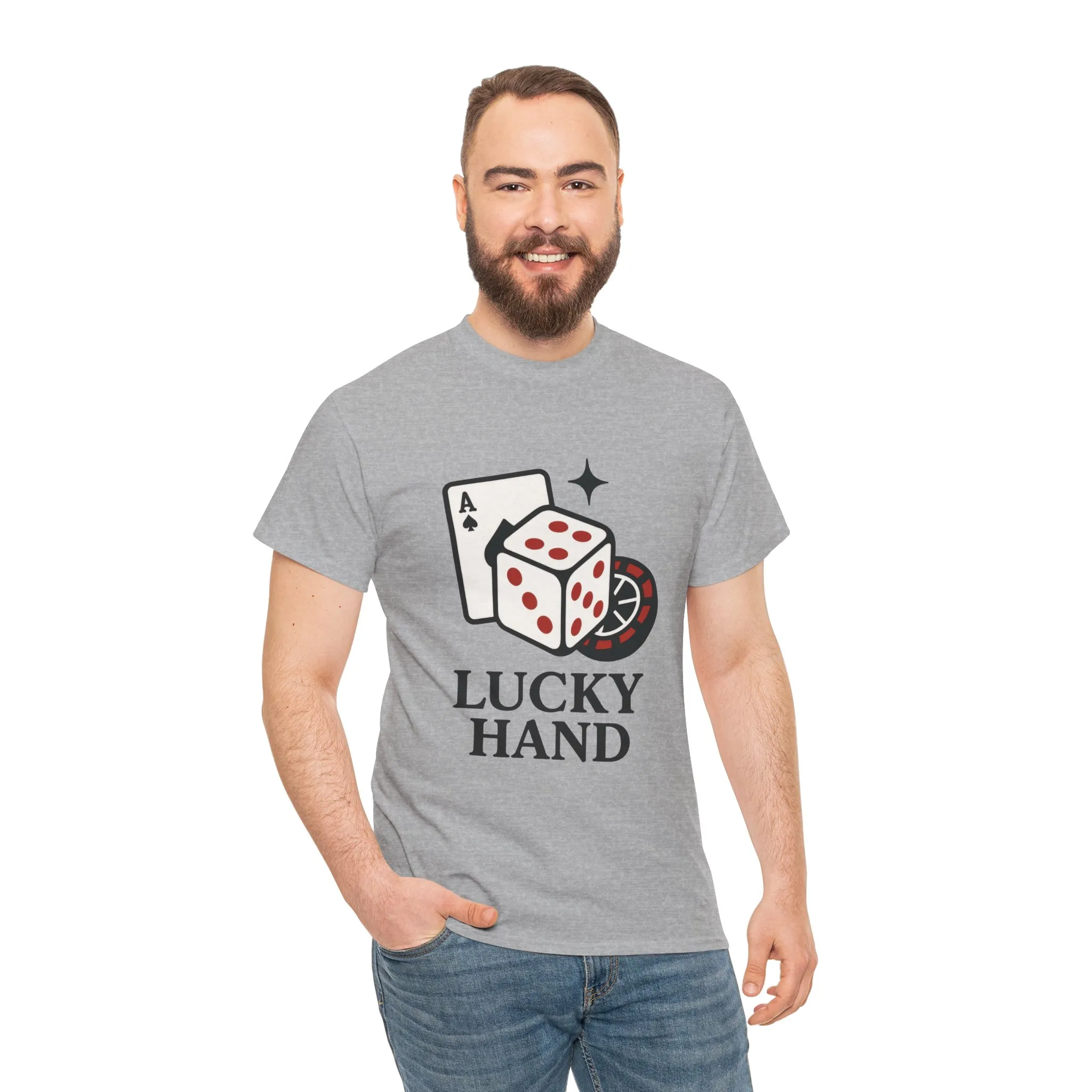 Lucky Hand Unisex Heavy Cotton Tee, Gambling Shirt, Casino Wear, Good Luck Gift, Poker T-Shirt, Casual Vintage Style - Image 4