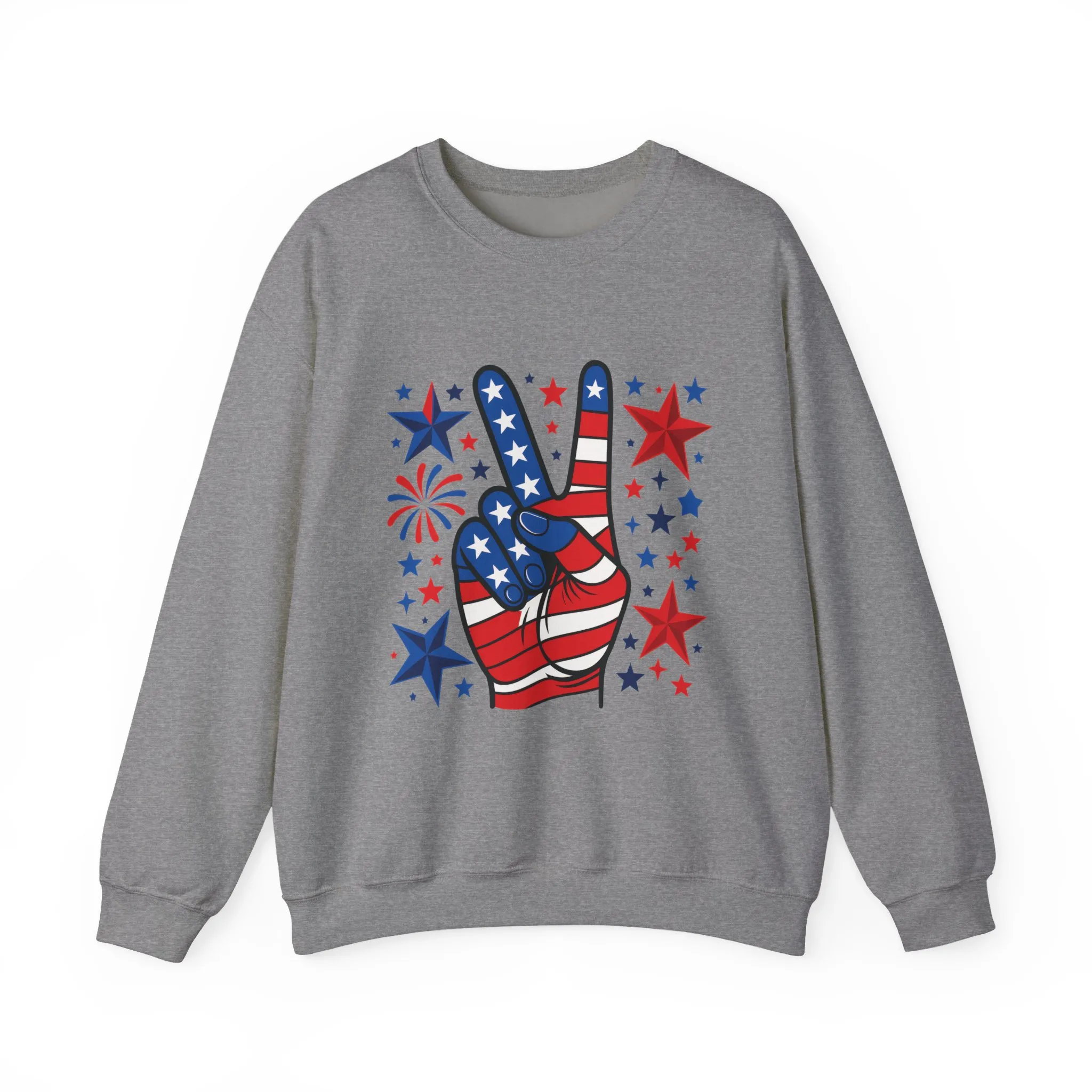 Patriotic Peace Crewneck Sweatshirt - Unisex Heavy Blend, 4th of July Clothing, Peace Sign Design, Casual Wear, Gift for Him/Her - Image 17