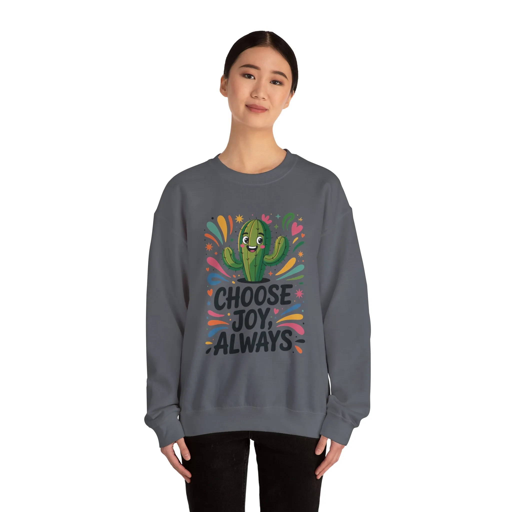 Joyful Cactus Sweatshirt: Choose Joy Always, Cozy Gift for Friends, Womens Casual Wear, Perfect for Celebrations and Everyday Comfort - Image 20