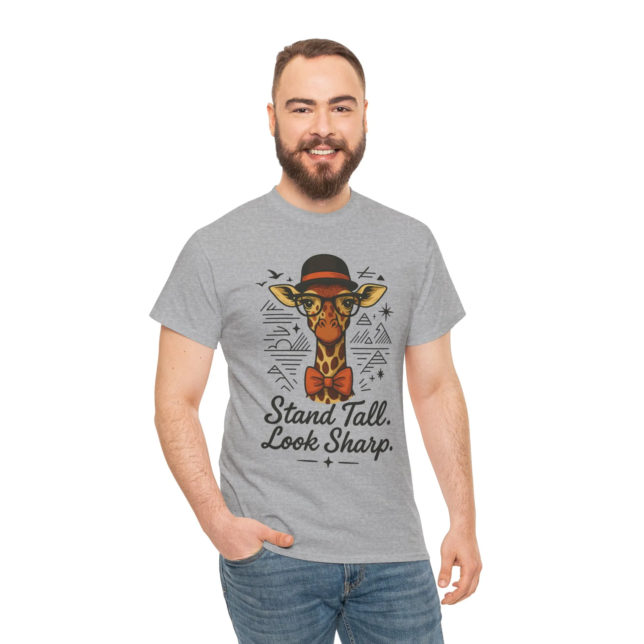 Hipster Giraffe T-Shirt with Hat and Glasses, Whimsical Giraffe Tee, Fun Gift, Cute Graphic Shirt, Unisex Heavy Cotton Tee - Image 11