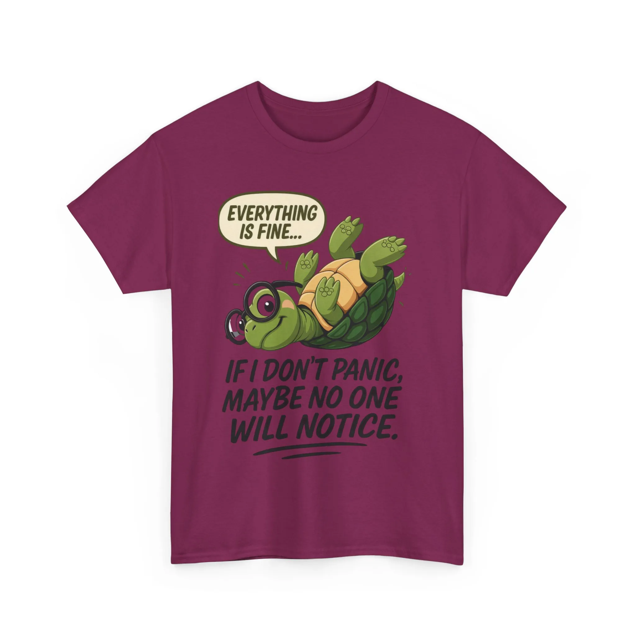 Everything is Fine Turtle Tee, Funny Unisex Cotton Tee, Cute Animal Shirt, Social Anxiety Joke, Great for Humor, Positive message t-shirt - Image 32