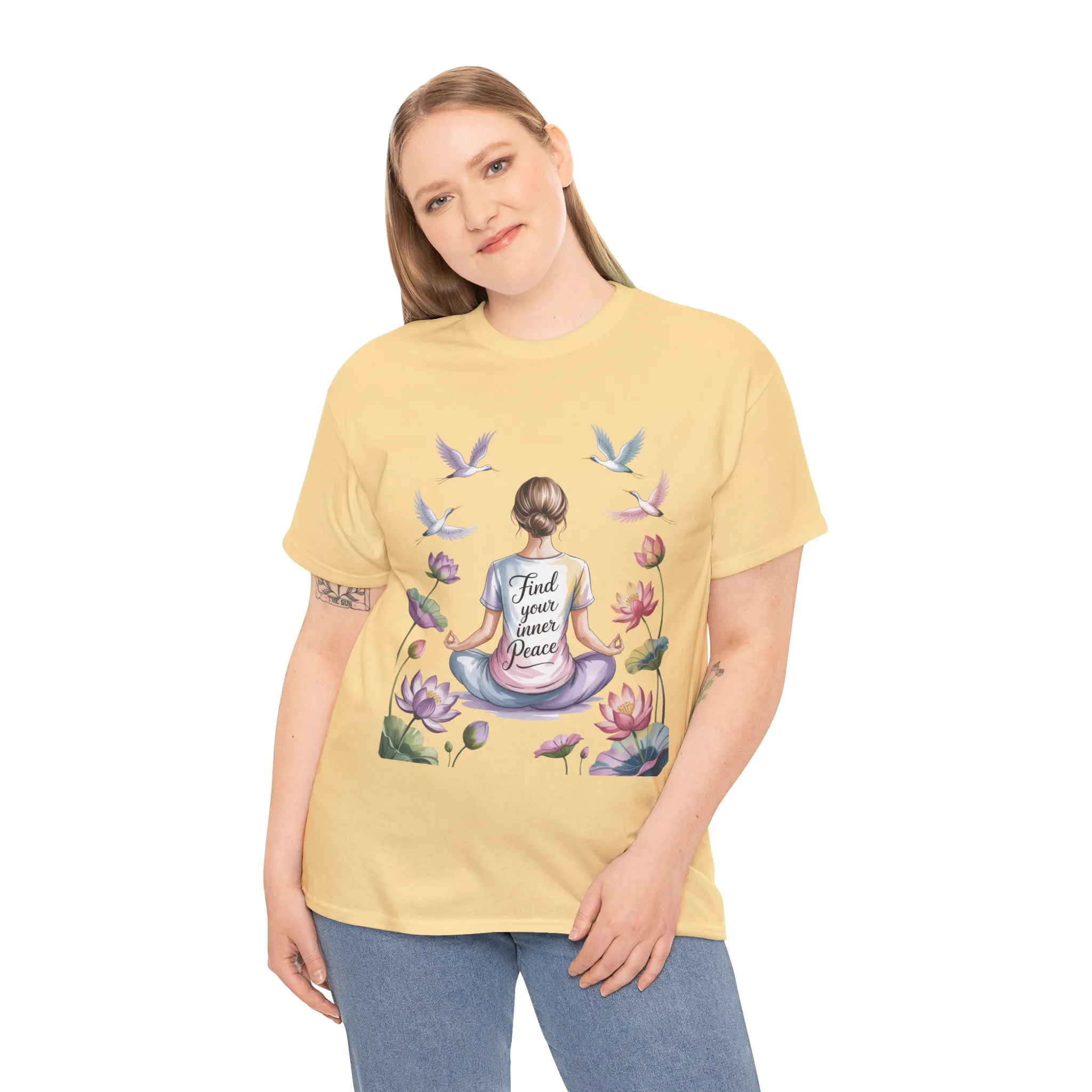 Find Your Inner Peace Womens Heavy Cotton Tee, Motivational Shirt, Meditation Apparel, Relaxation Gift, Casual Wear, Mindfulness Tee - Image 36