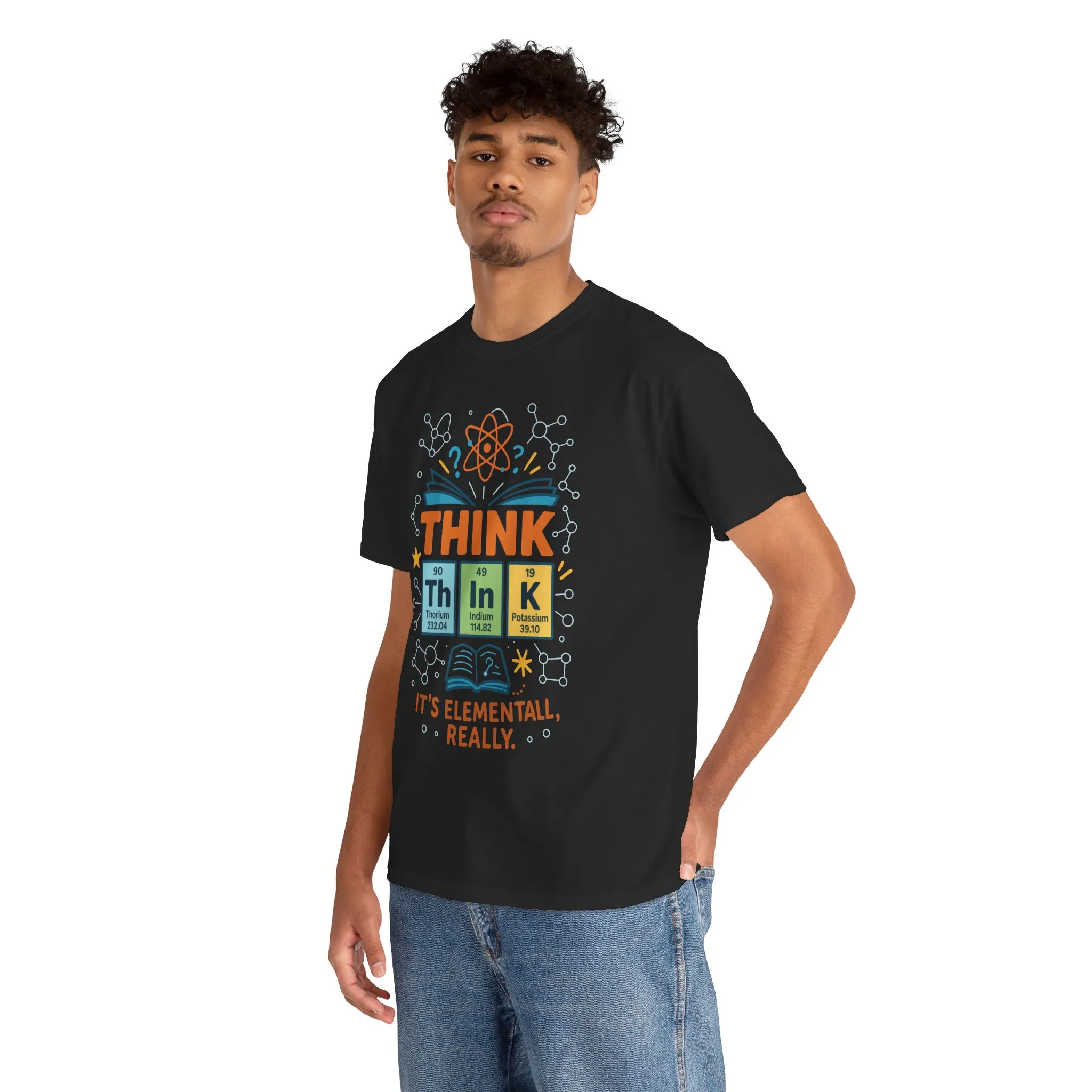 Funny Mens Science T-Shirt, THINK Element Periodic Table Shirt, Smart Geek Nerd Tee for Him, Ideal for Science Lovers, Geeky Apparel - Image 3