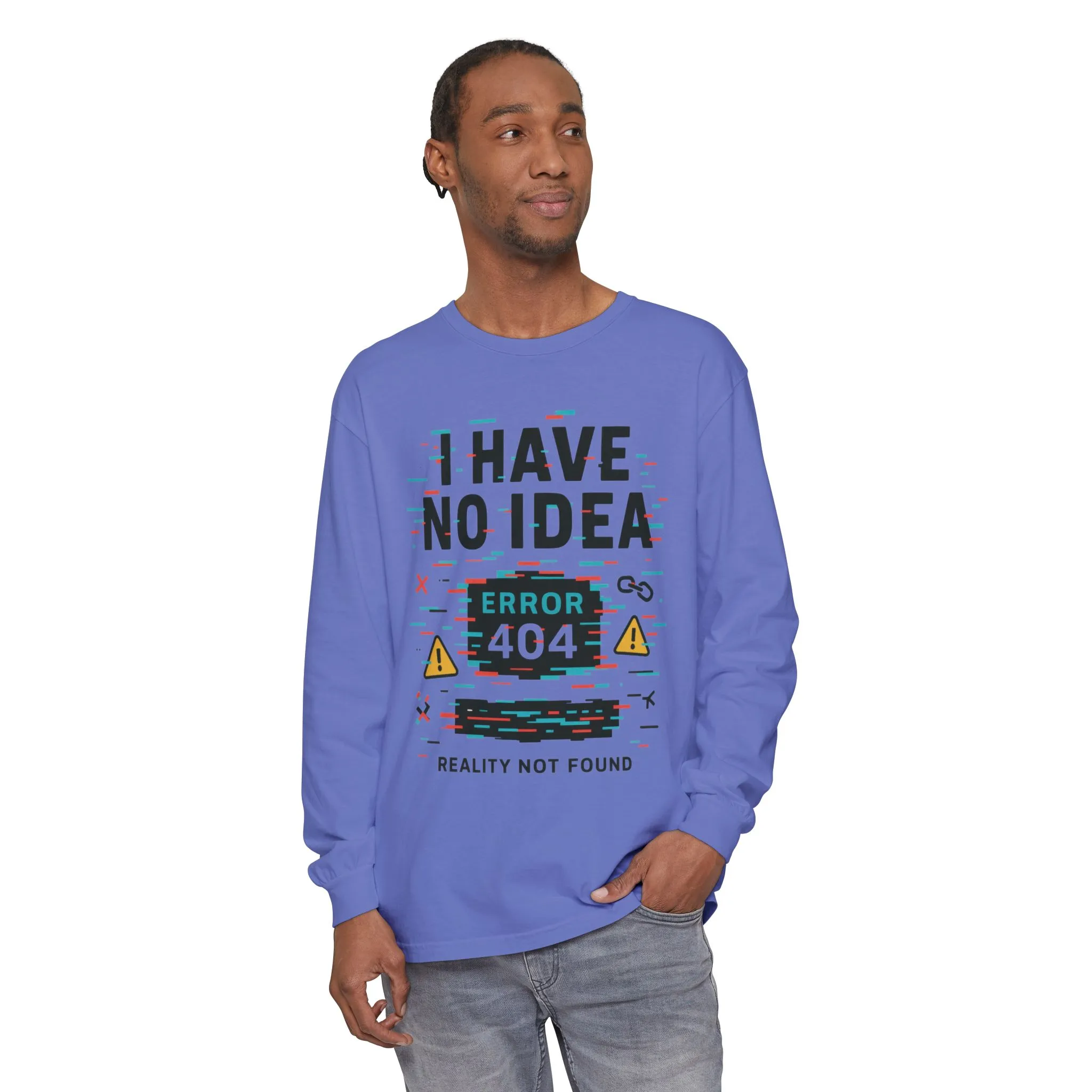 Unisex Long Sleeve T-Shirt, Funny Error 404 Graphic Tee, Internet Humor, Geeky Apparel, Quirky Humor Shirt, Gift for Tech Lovers - Image 14