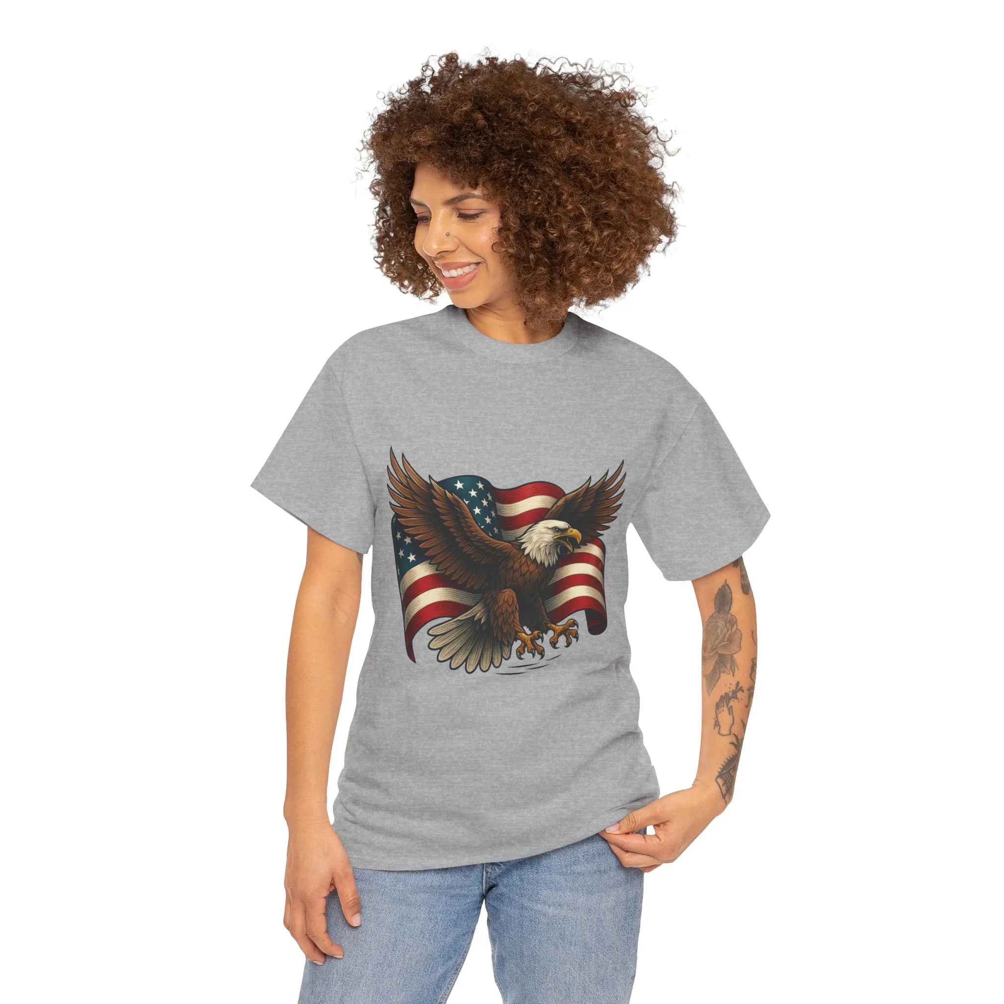 American Eagle Graphic Tee, Patriotic T-Shirt, Fourth of July Apparel, Eagle Love Shirt, Unisex Heavy Cotton Tee - Image 11