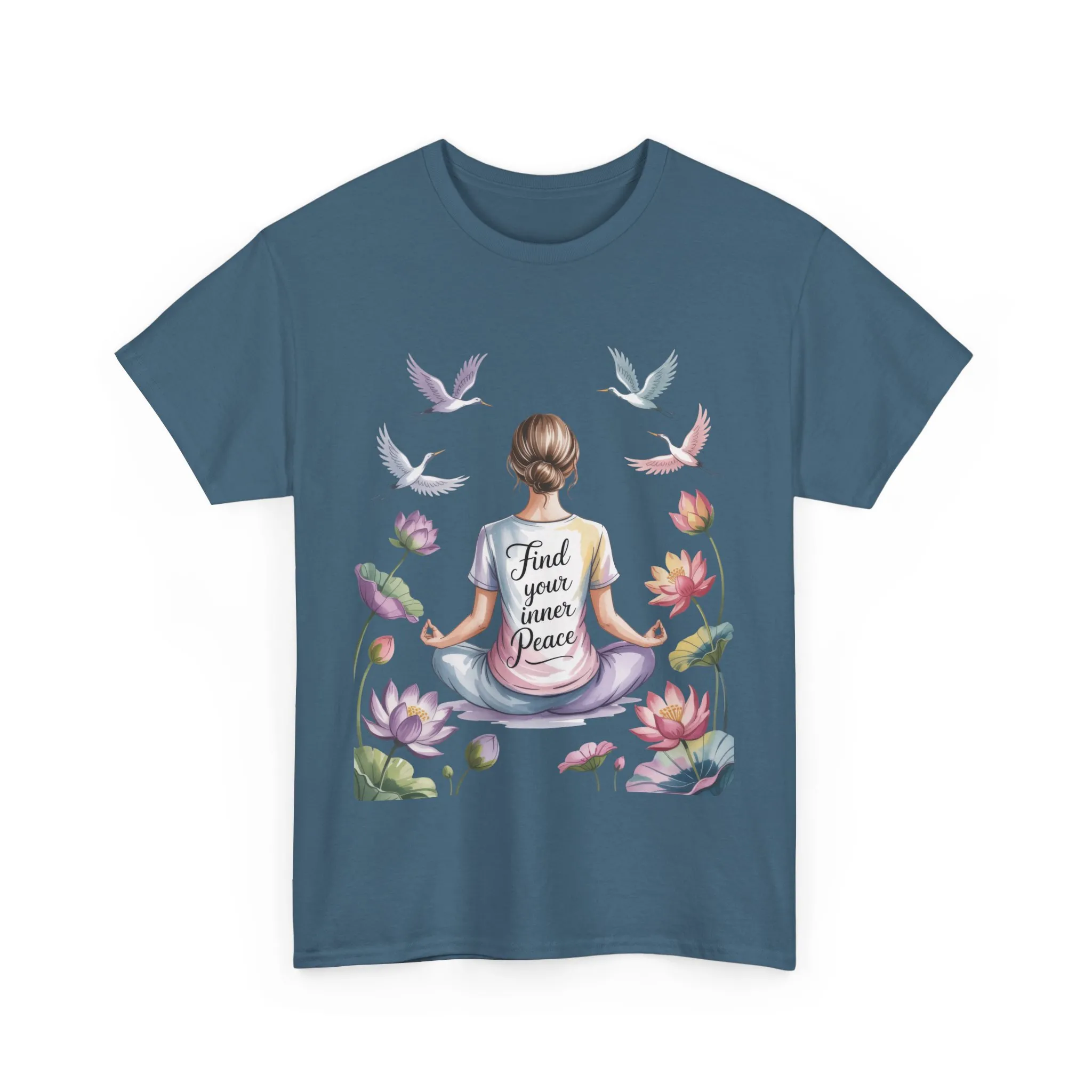 Find Your Inner Peace Womens Heavy Cotton Tee, Motivational Shirt, Meditation Apparel, Relaxation Gift, Casual Wear, Mindfulness Tee - Image 16
