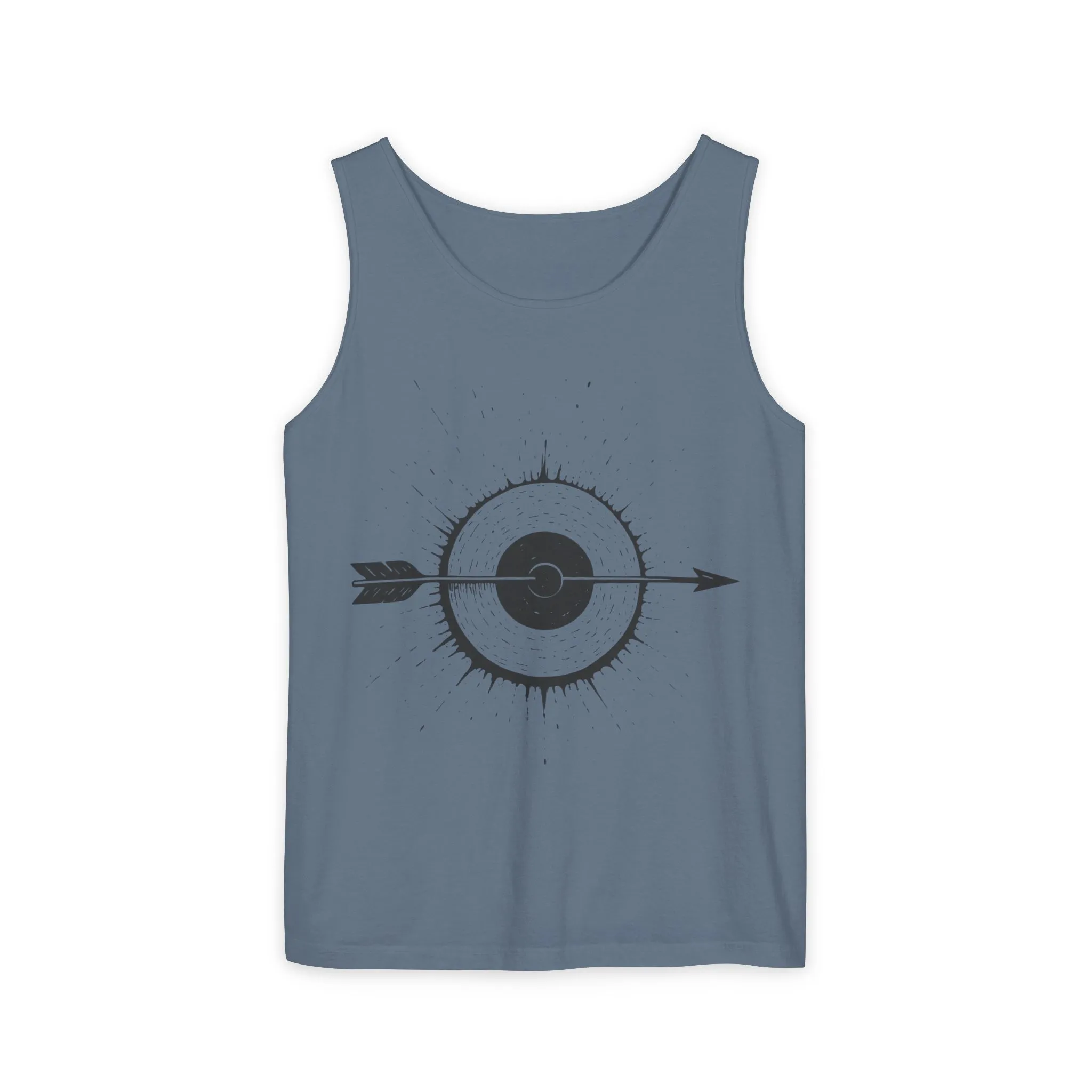 Mens Garment-Dyed Tank Top with Target Arrow Design, Casual Wear, Summer Essentials, Gym Wear, Gifts for Archery Lovers - Image 34
