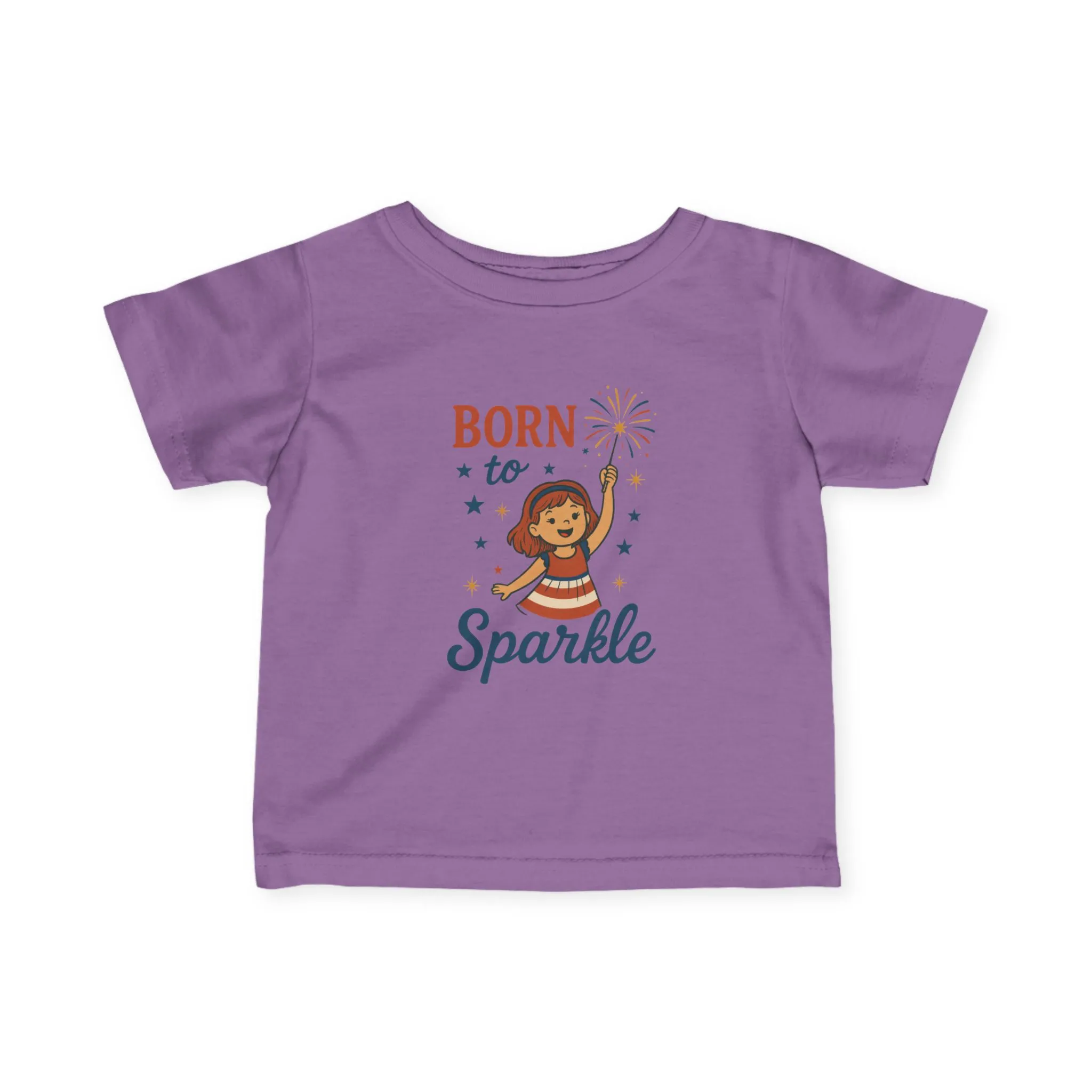 4th of July Baby Girl Tee, Born to Sparkle, Patriotic Toddler Tee, Independence Day Outfit for Girls - Image 13
