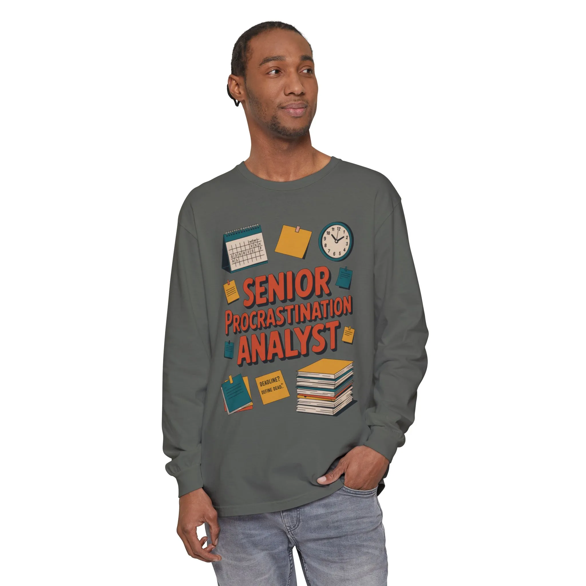 Senior Procrastination Analyst Long Sleeve Tee, Funny Work Shirt,Gift for Analysts, Office Humor, Meme Long Sleeve, Motivation Humor Apparel - Image 11