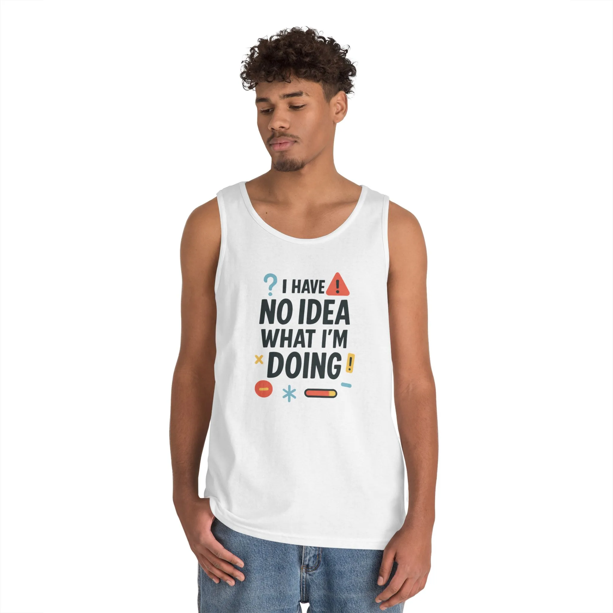 Funny Mens Heavy Cotton Tank Top, I Have No Idea What Im Doing, Sarcastic Chaos Humor Tee for Him, Summer Style, Playful Apparel - Image 6