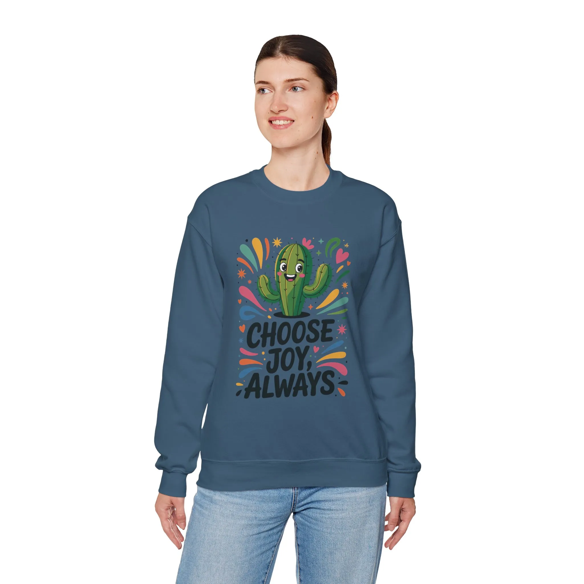 Joyful Cactus Sweatshirt: Choose Joy Always, Cozy Gift for Friends, Womens Casual Wear, Perfect for Celebrations and Everyday Comfort - Image 18