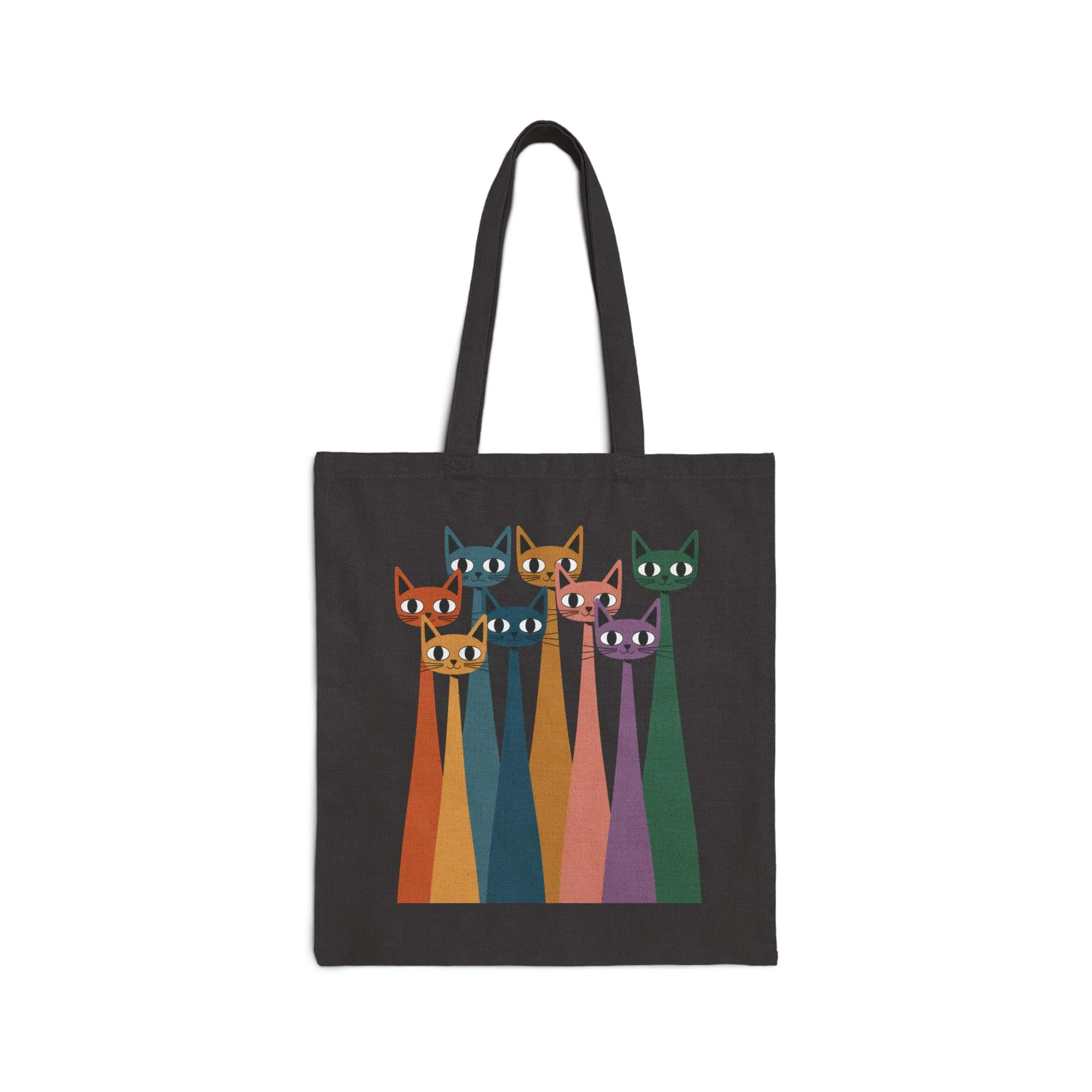 Colorful Cat Design Cotton Canvas Tote Bag, Eco-Friendly Shopping Bag, Gift for Cat Lovers, Fun Pet Accessory, Travel Tote - Image 7