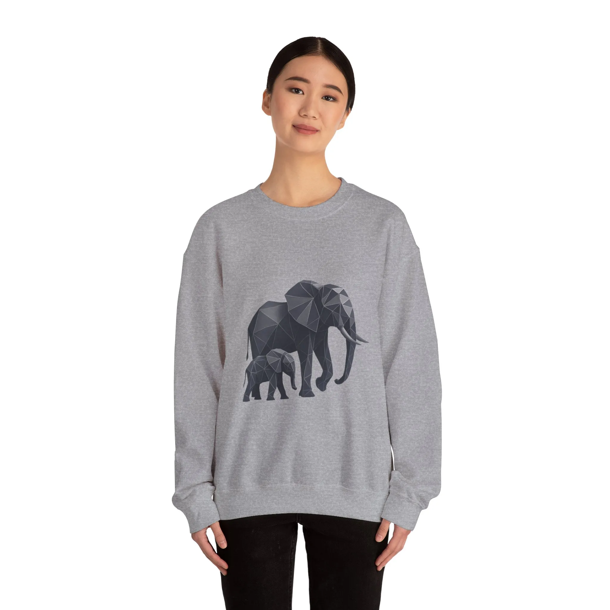 Geometric Elephant Sweatshirt, Cozy Unisex Crewneck, Animal Lover Gift, Nature Inspired Apparel, Eco-Friendly Fashion, Gift for Her - Image 11